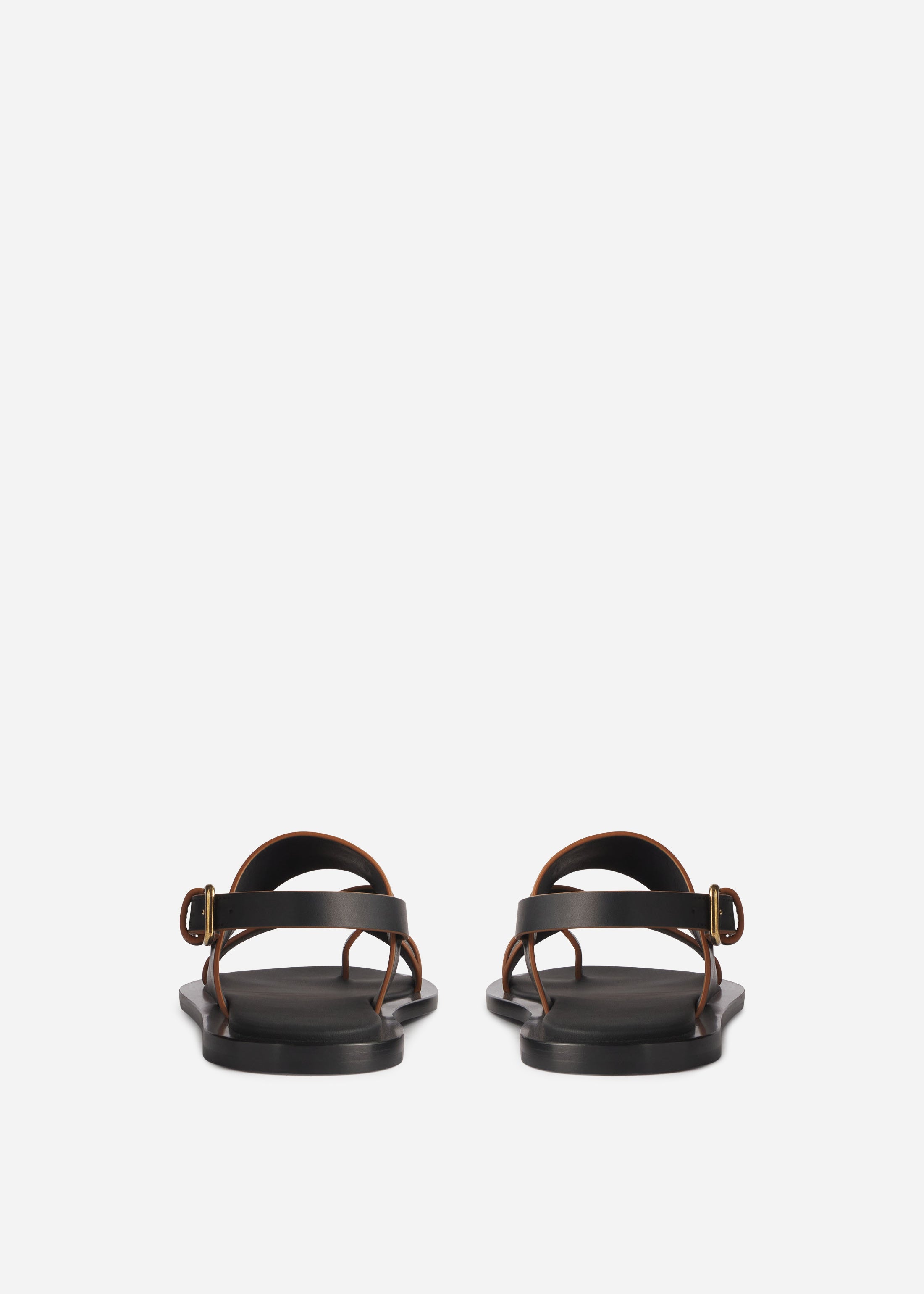 Leather Toe Strap Sandals - Black