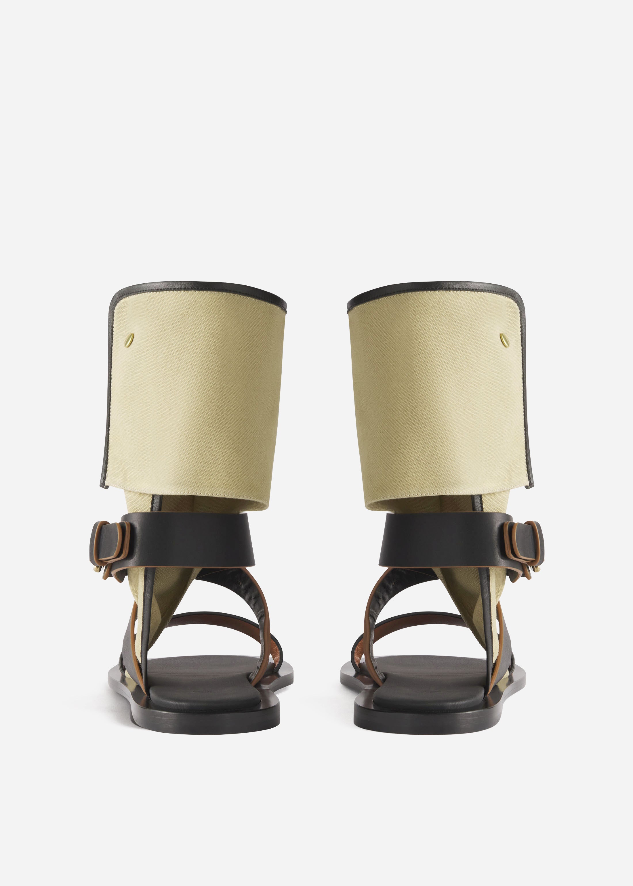 Canvas Gladiator Wrap Sandal in Ecru