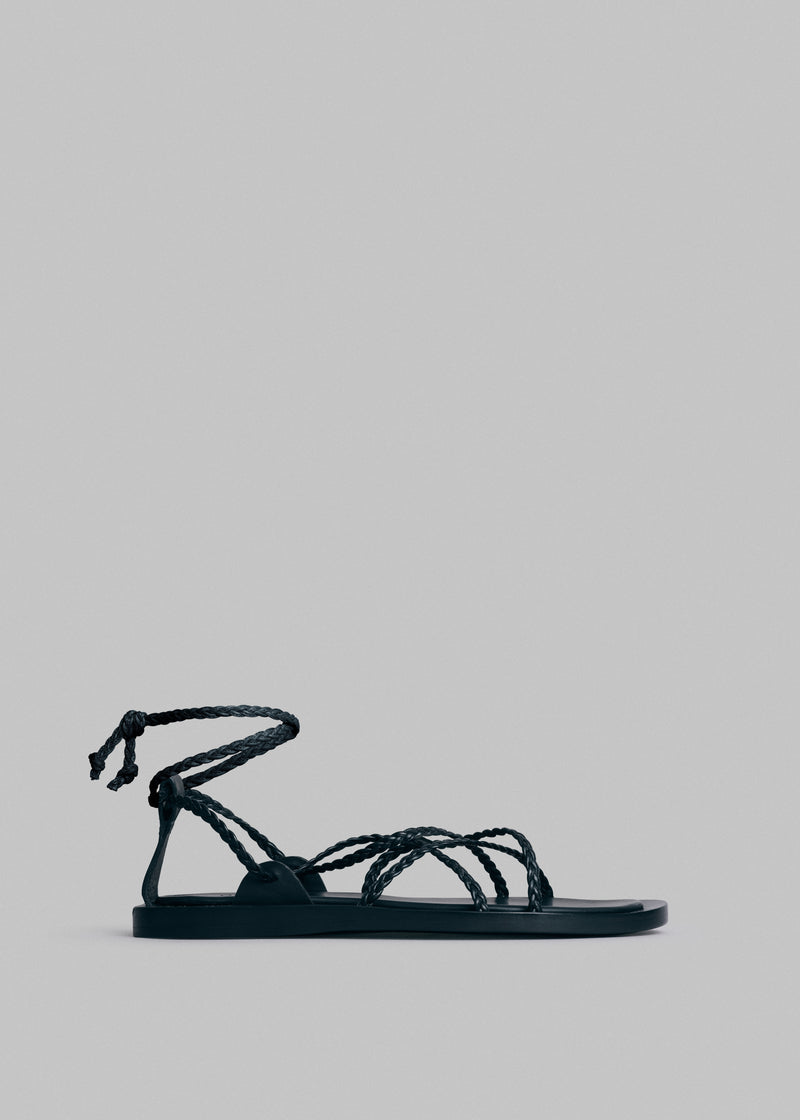 Gladiator Rope Sandal in Leather - Black - CO