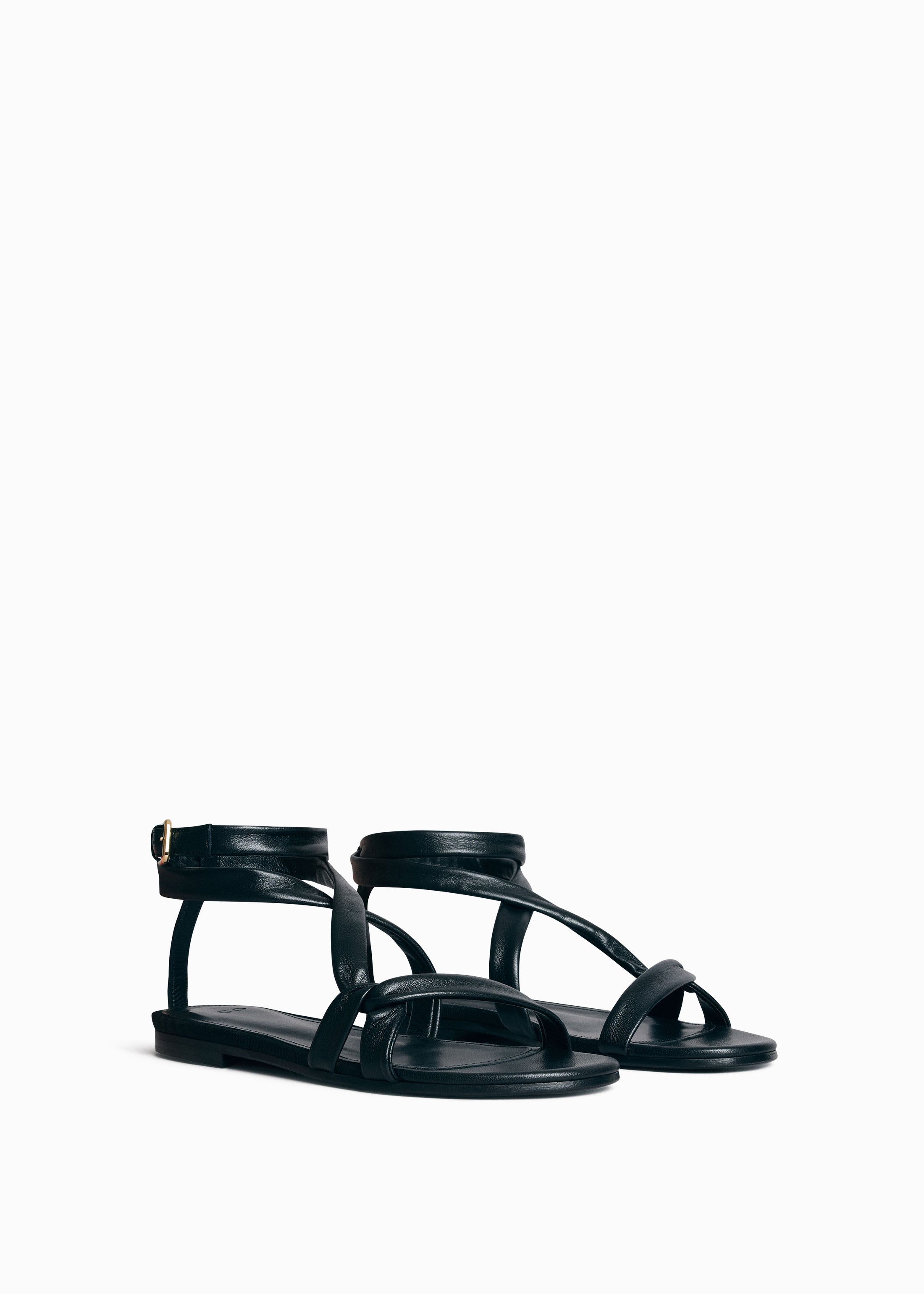 Strappy Sandal in Leather - Black