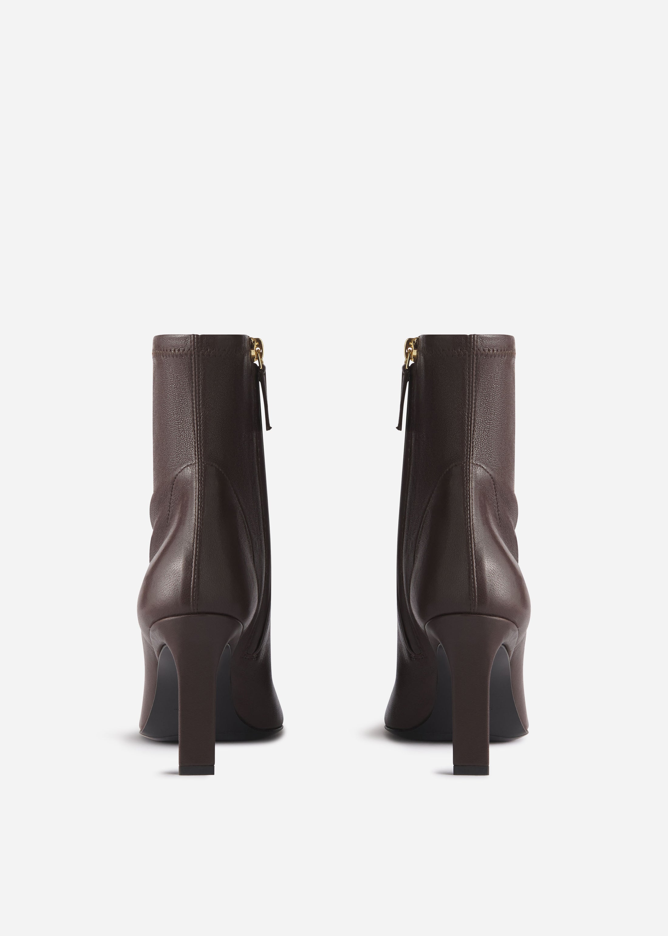 Heeled Leather Sock Bootie in Chocolate