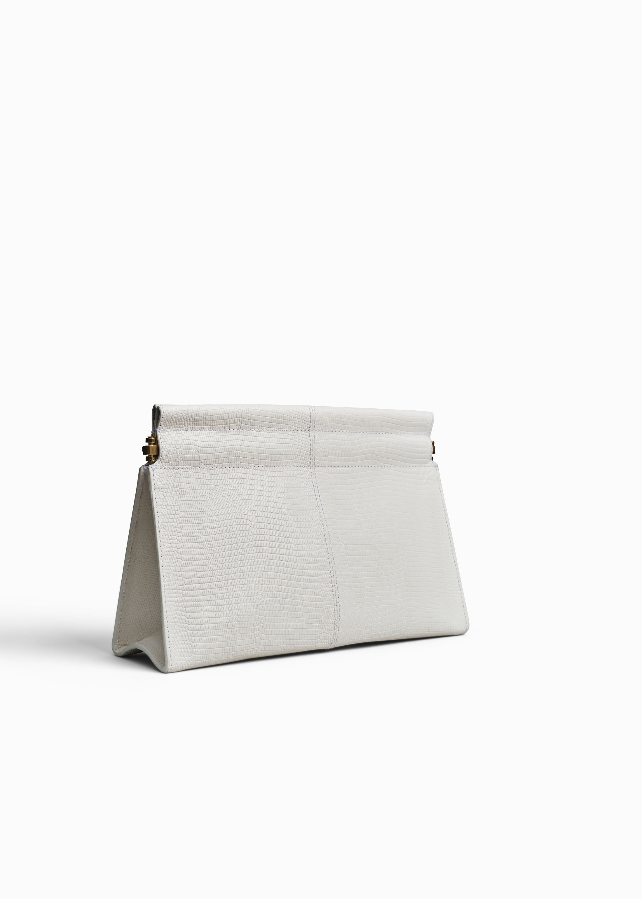 Small Leather Clutch in Ivory - Ivory