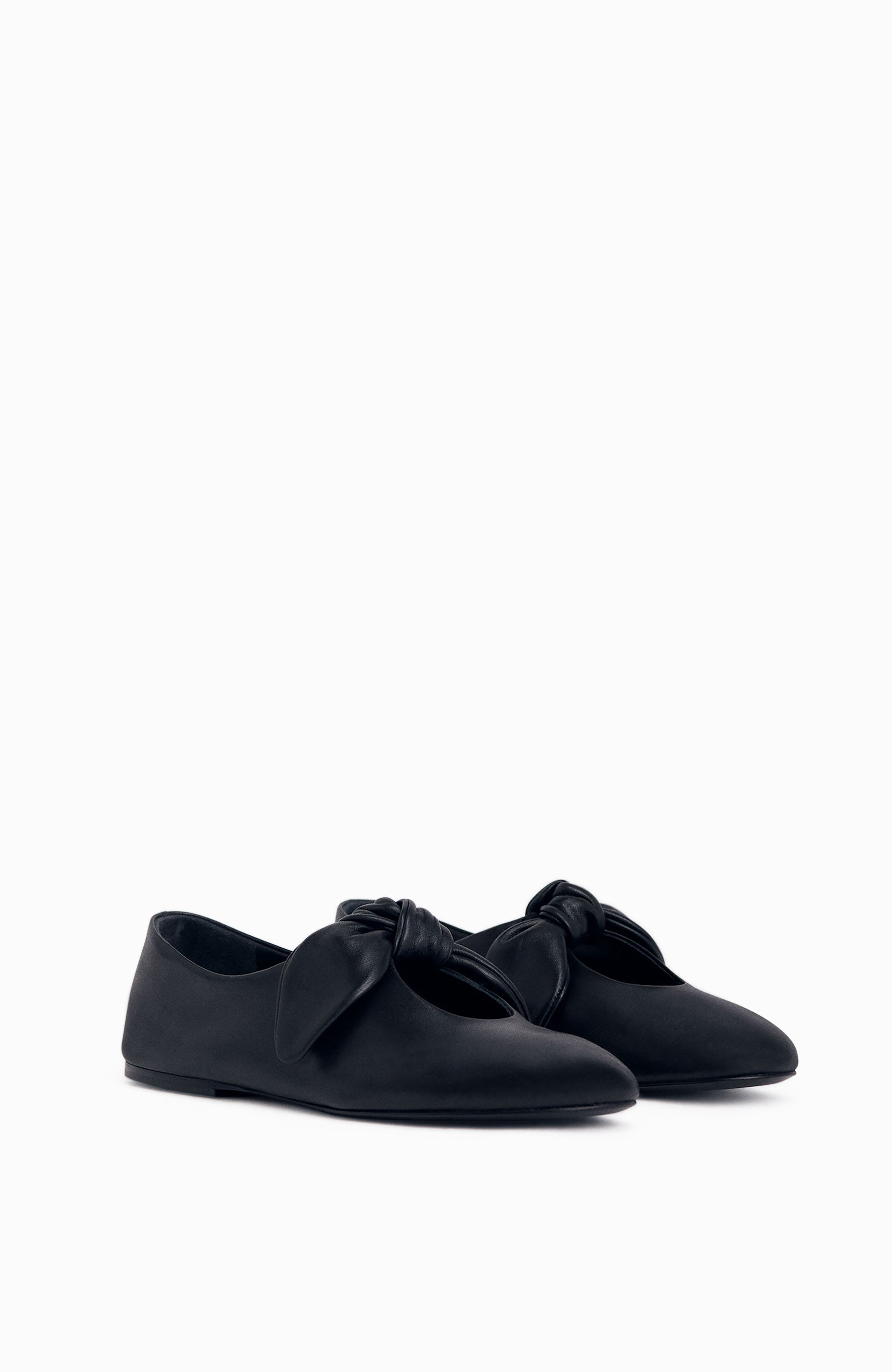Bow Flat in Nappa Leather - Black