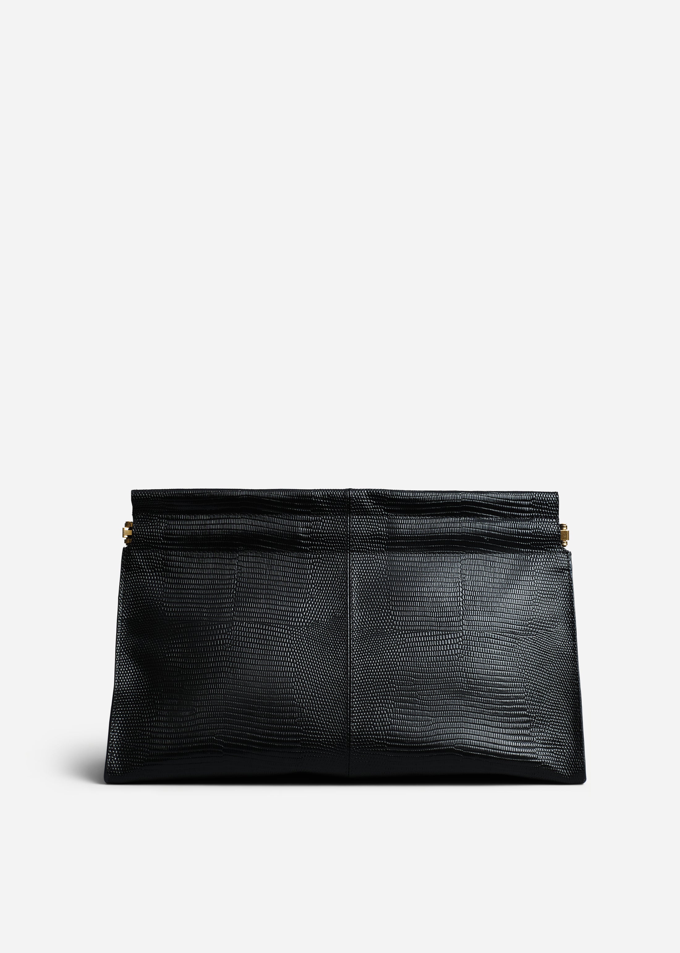 Large Leather Clutch in Black