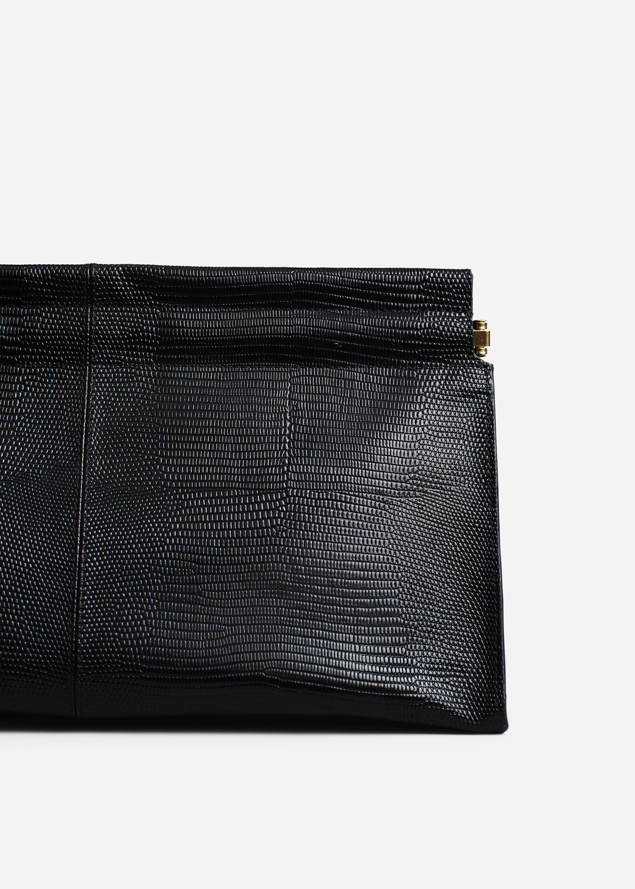 Large Leather Clutch in Black