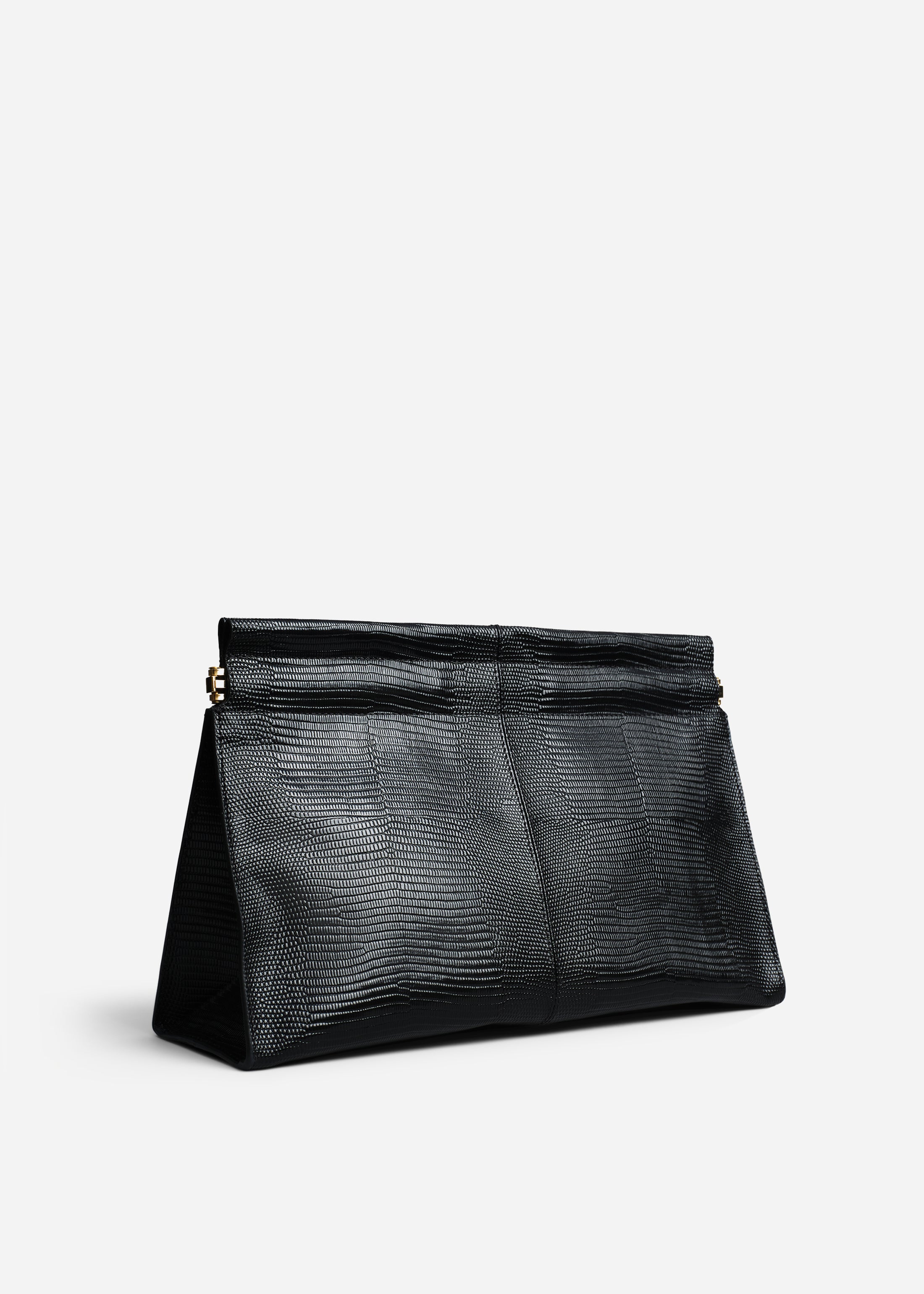 Large Leather Clutch in Black