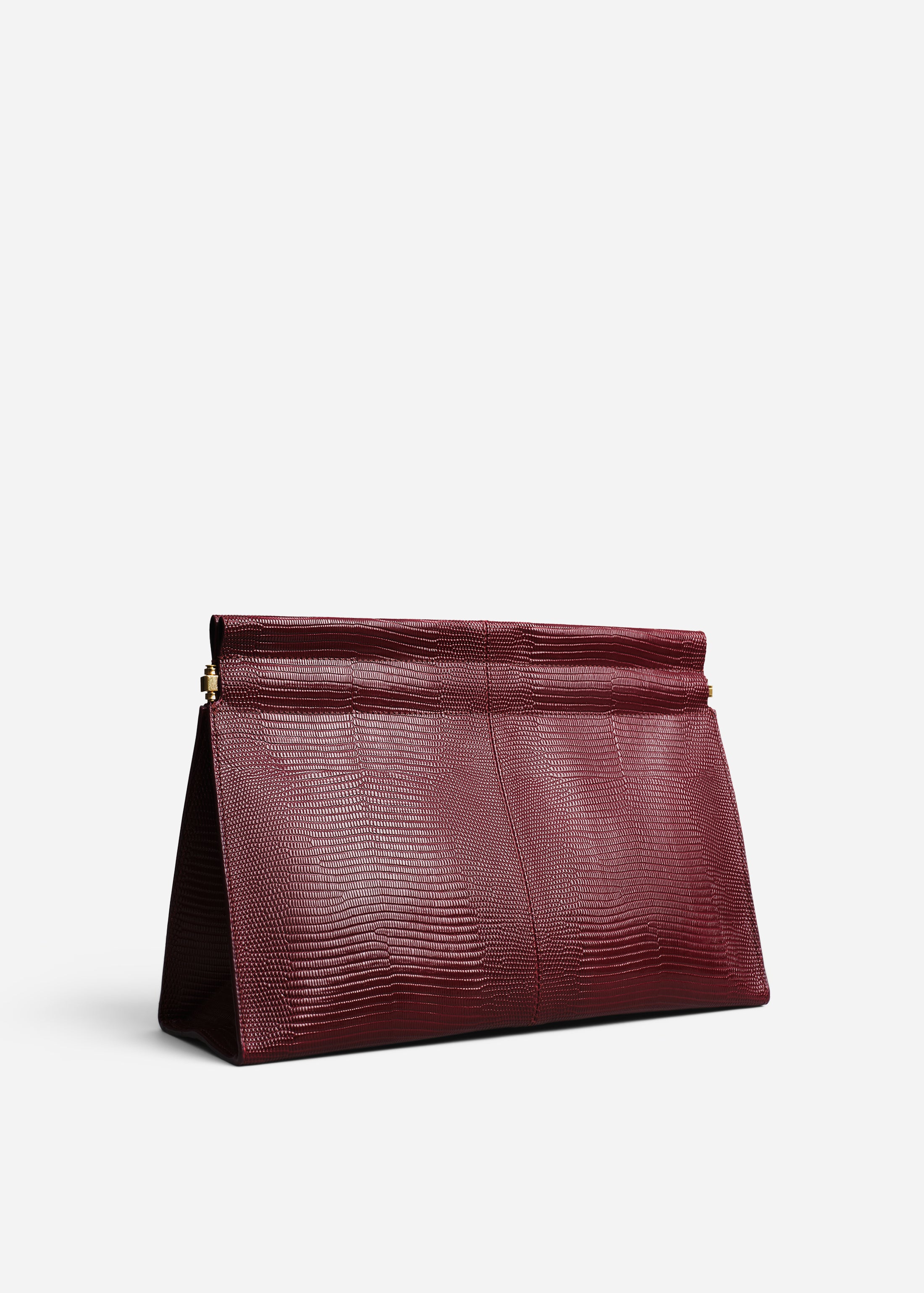 Large Leather Clutch in Burgundy