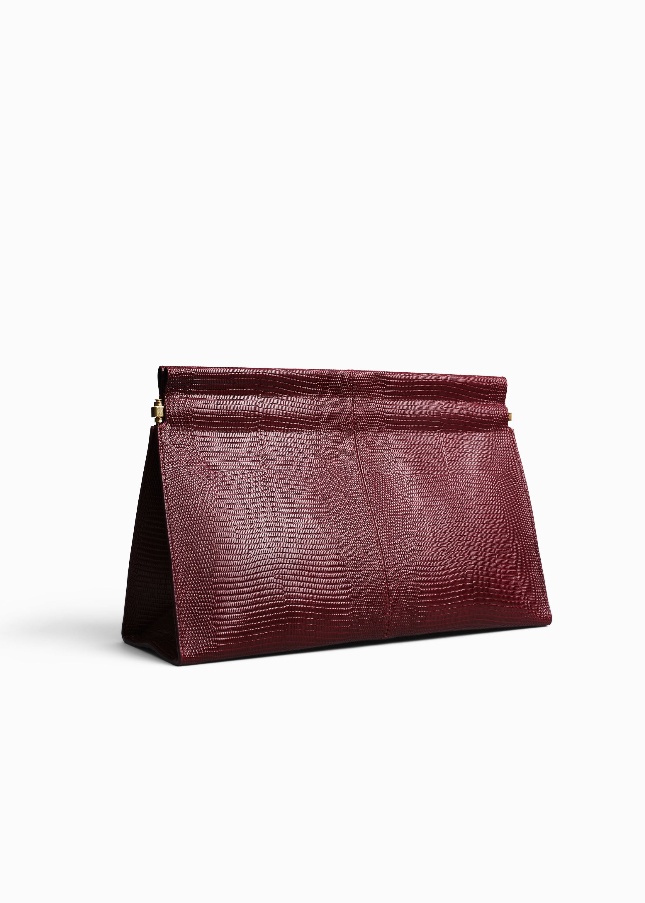 Medium Leather Clutch in Burgundy - Burgundy