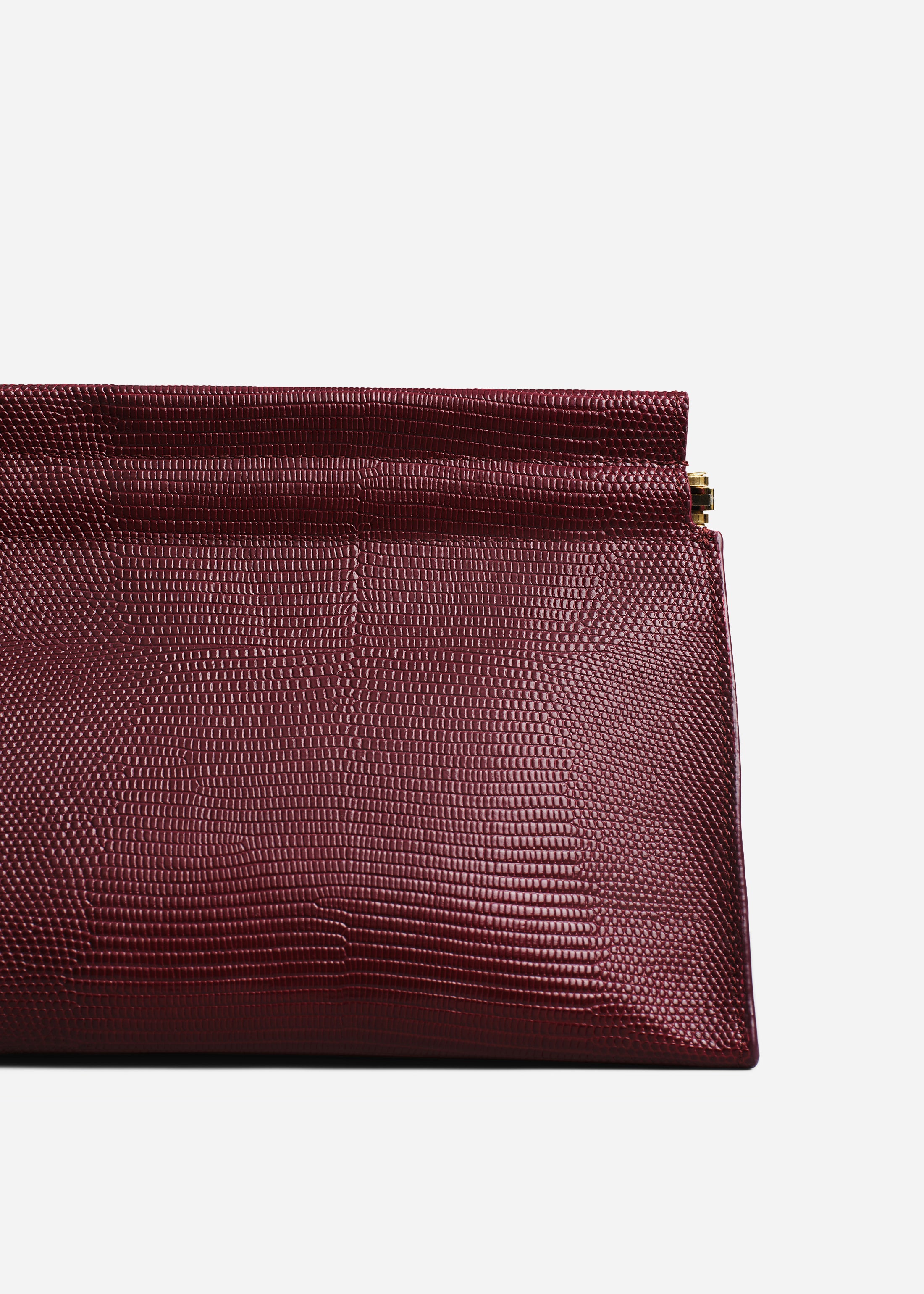 Large Leather Clutch in Burgundy