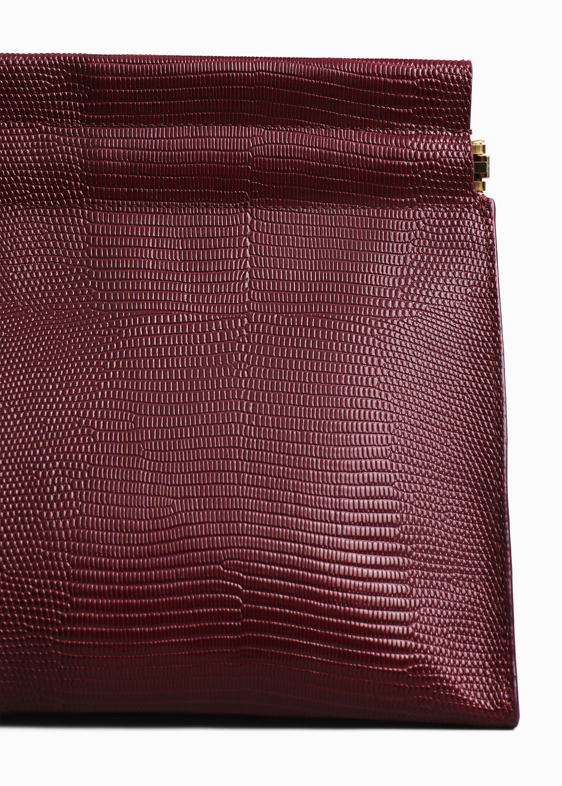 Medium Leather Clutch in Burgundy - Burgundy