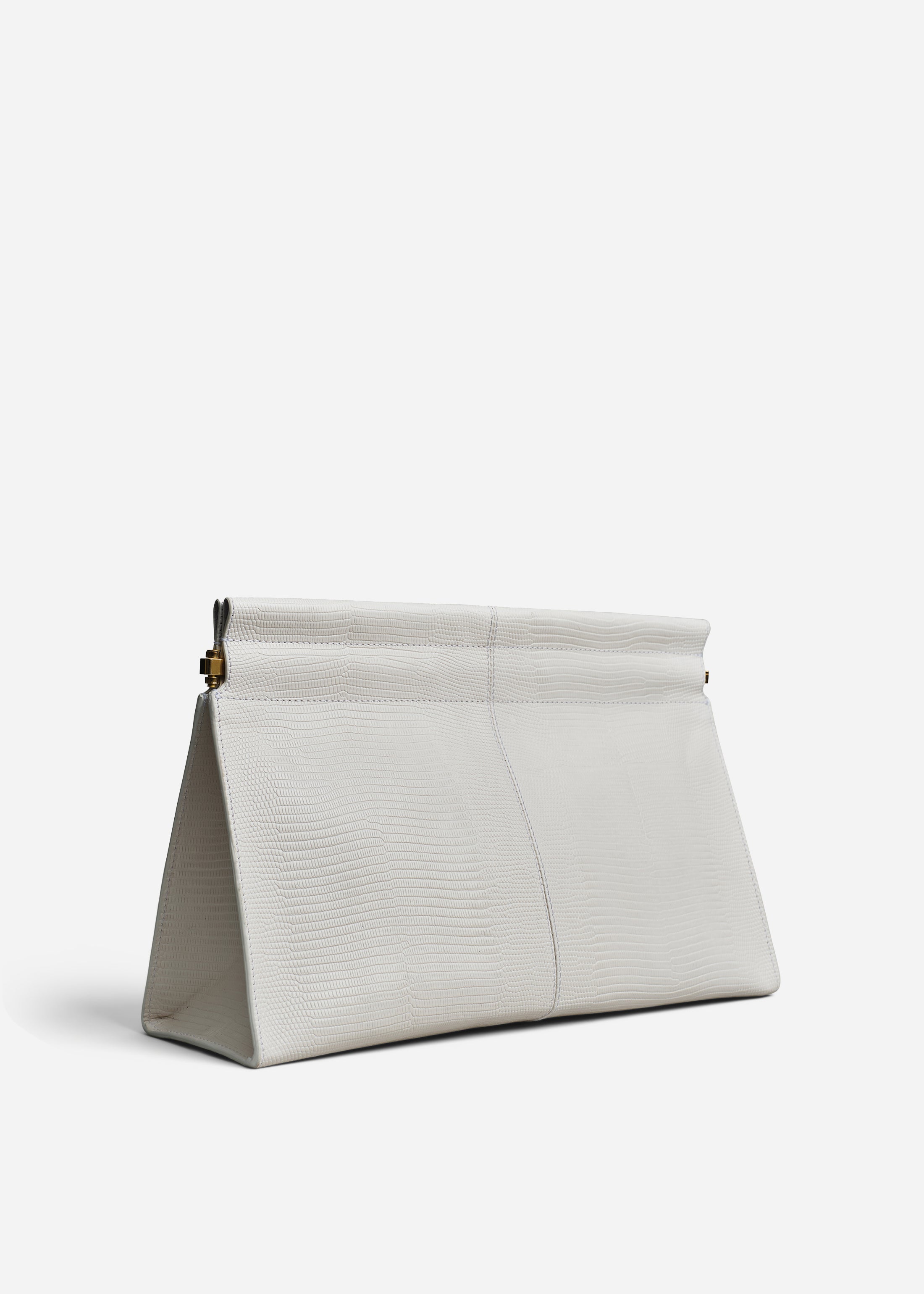 Large Leather Clutch - Ivory