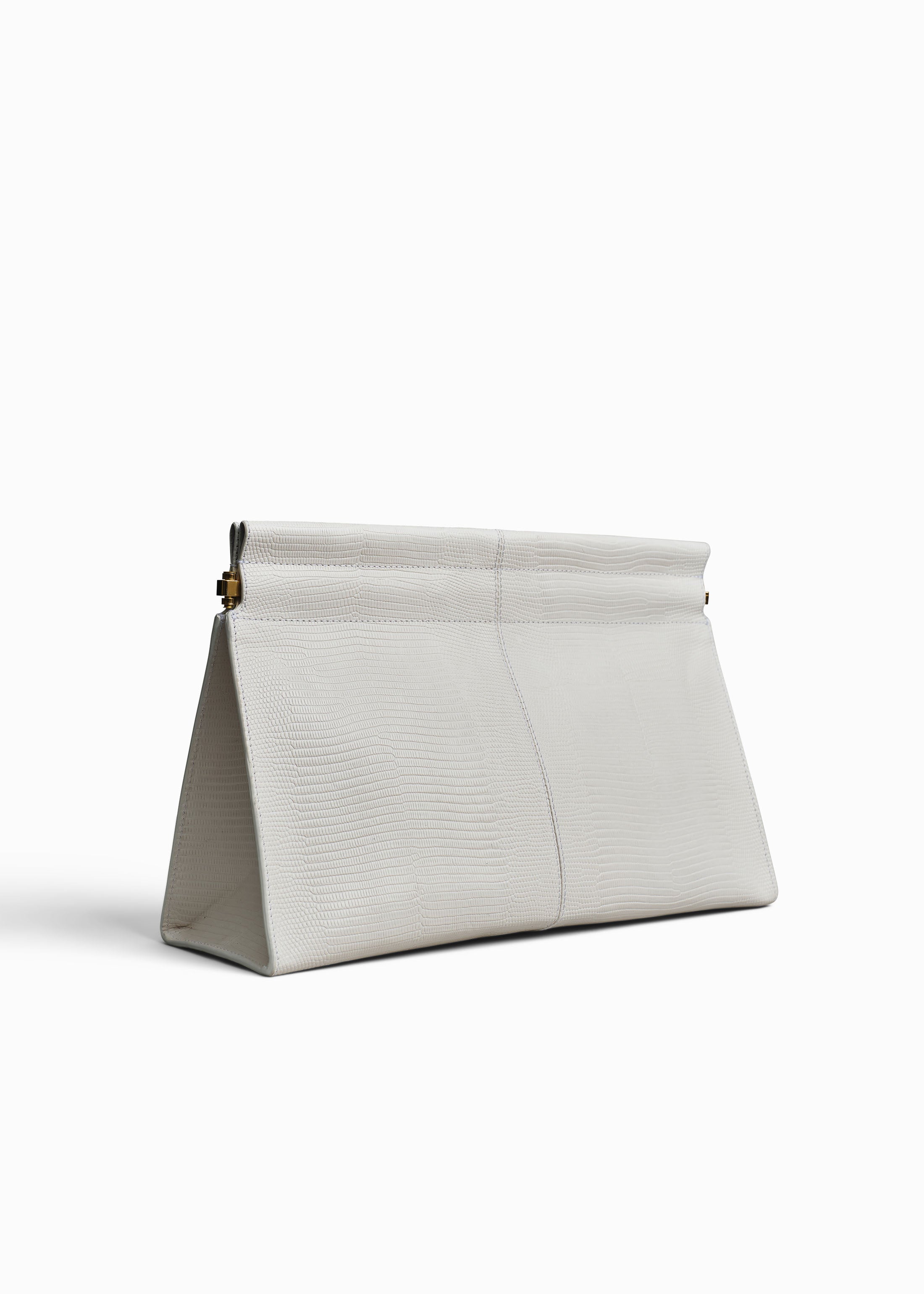 Large Leather Clutch - Ivory