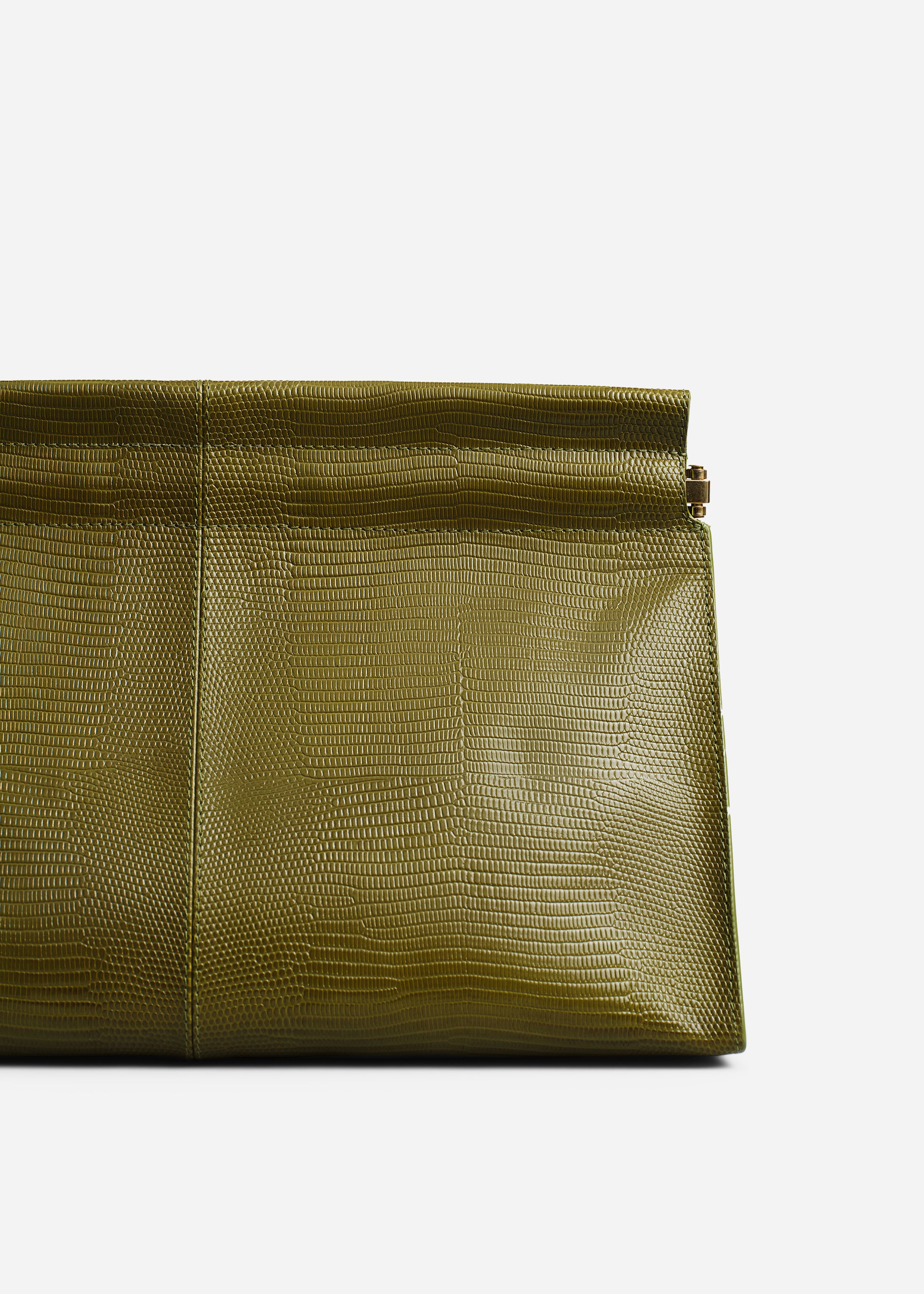 Large Leather Clutch - Olive