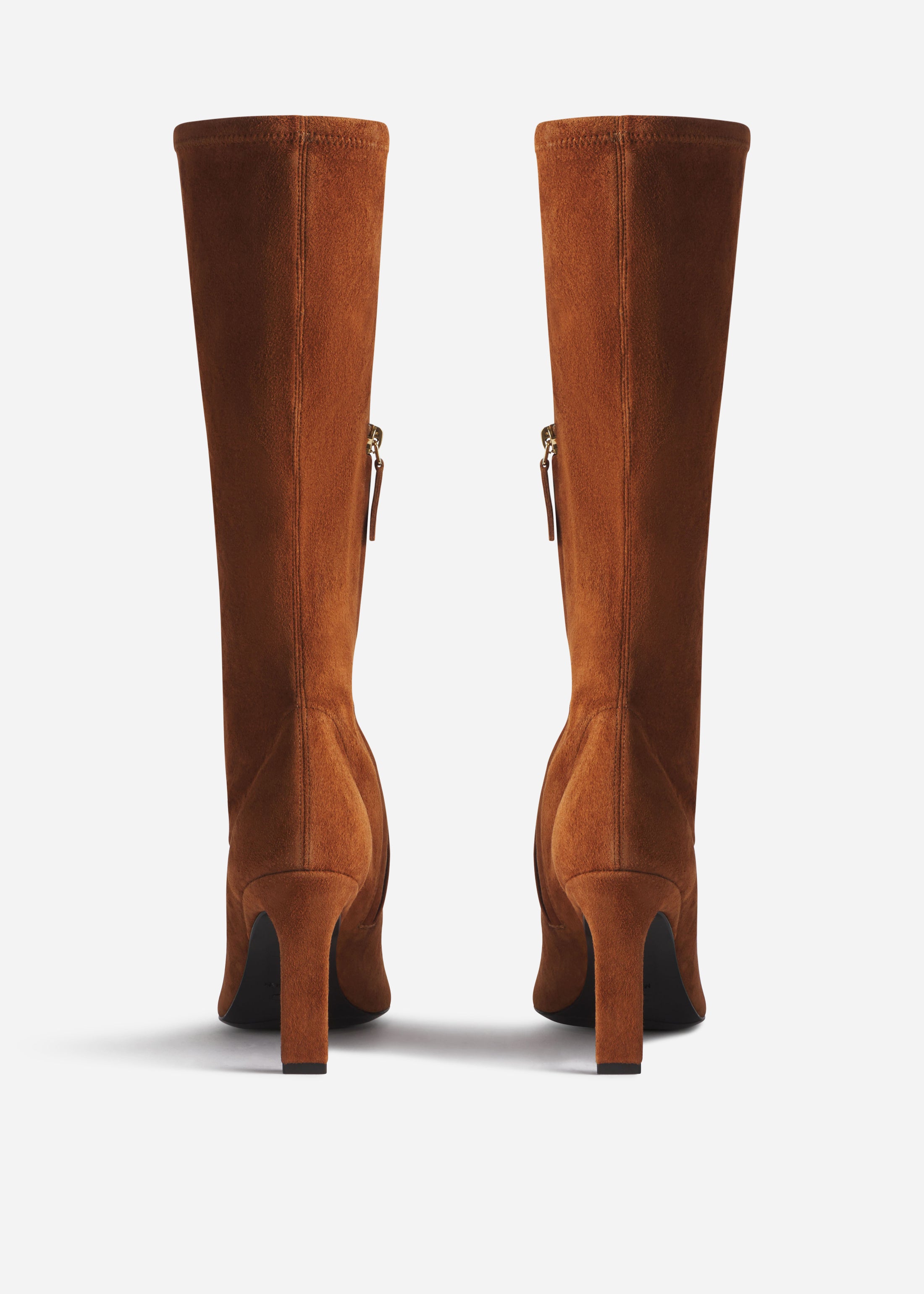 Heeled Suede Boot - Cognac