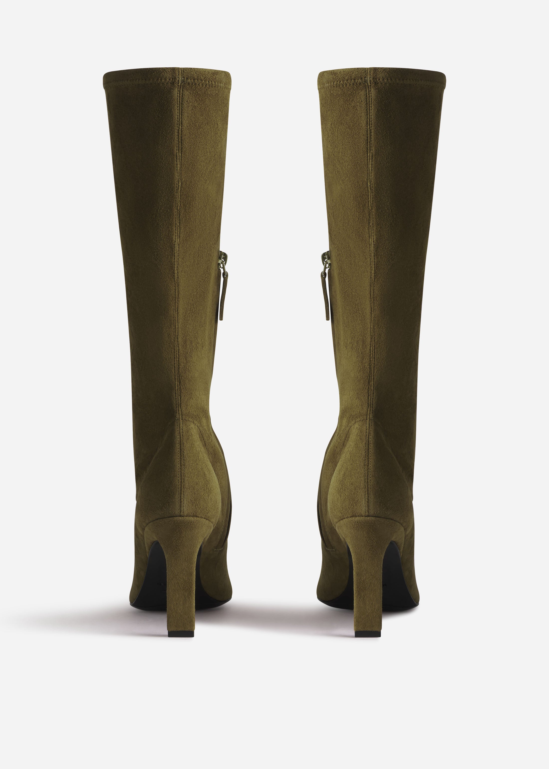 Heeled Suede Boot - Olive