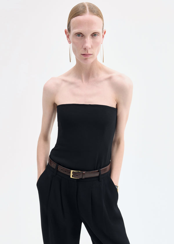 Strapless Bustier Top in Crepe - Black - CO