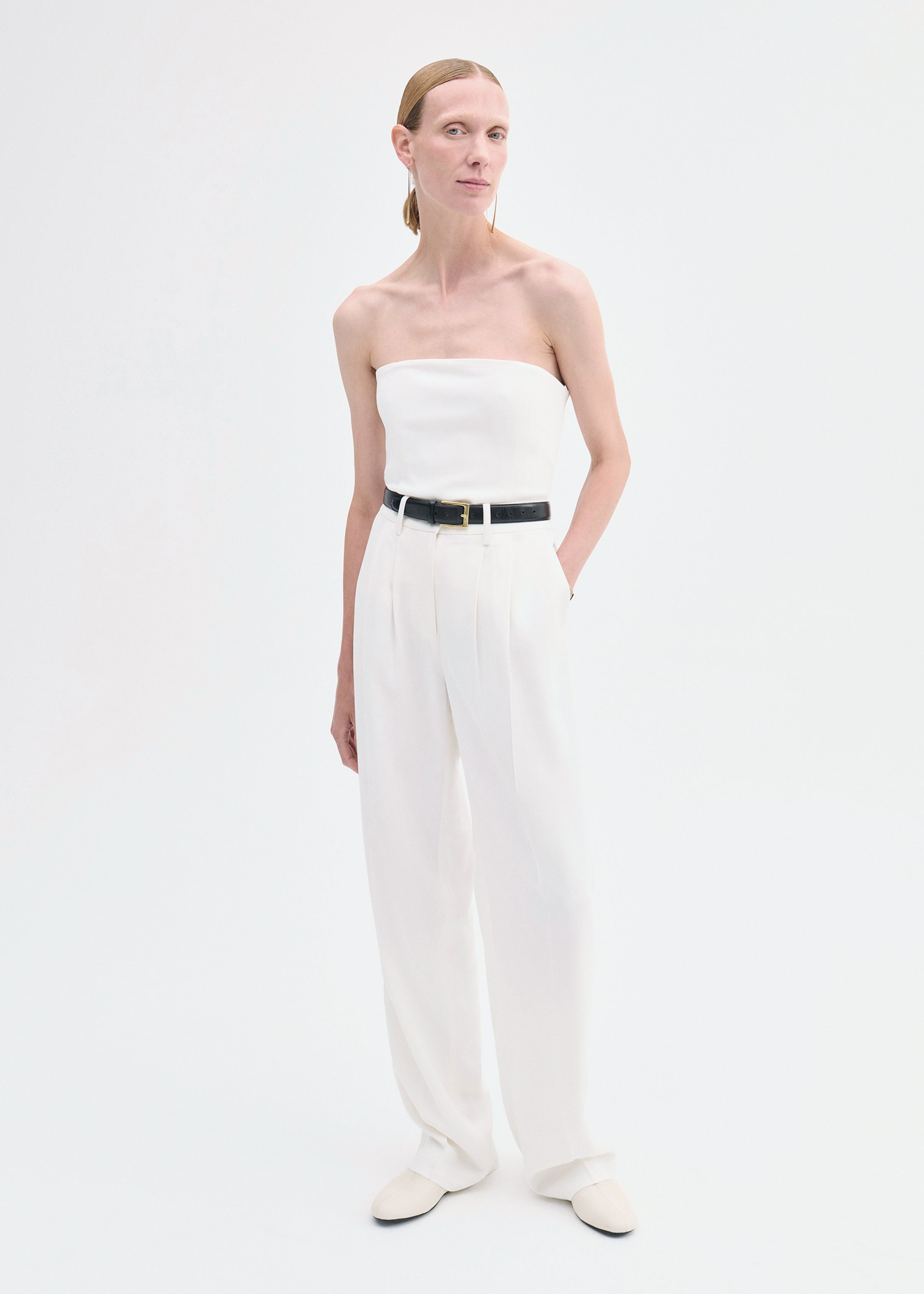 Strapless Bustier Top in Crepe - Ivory