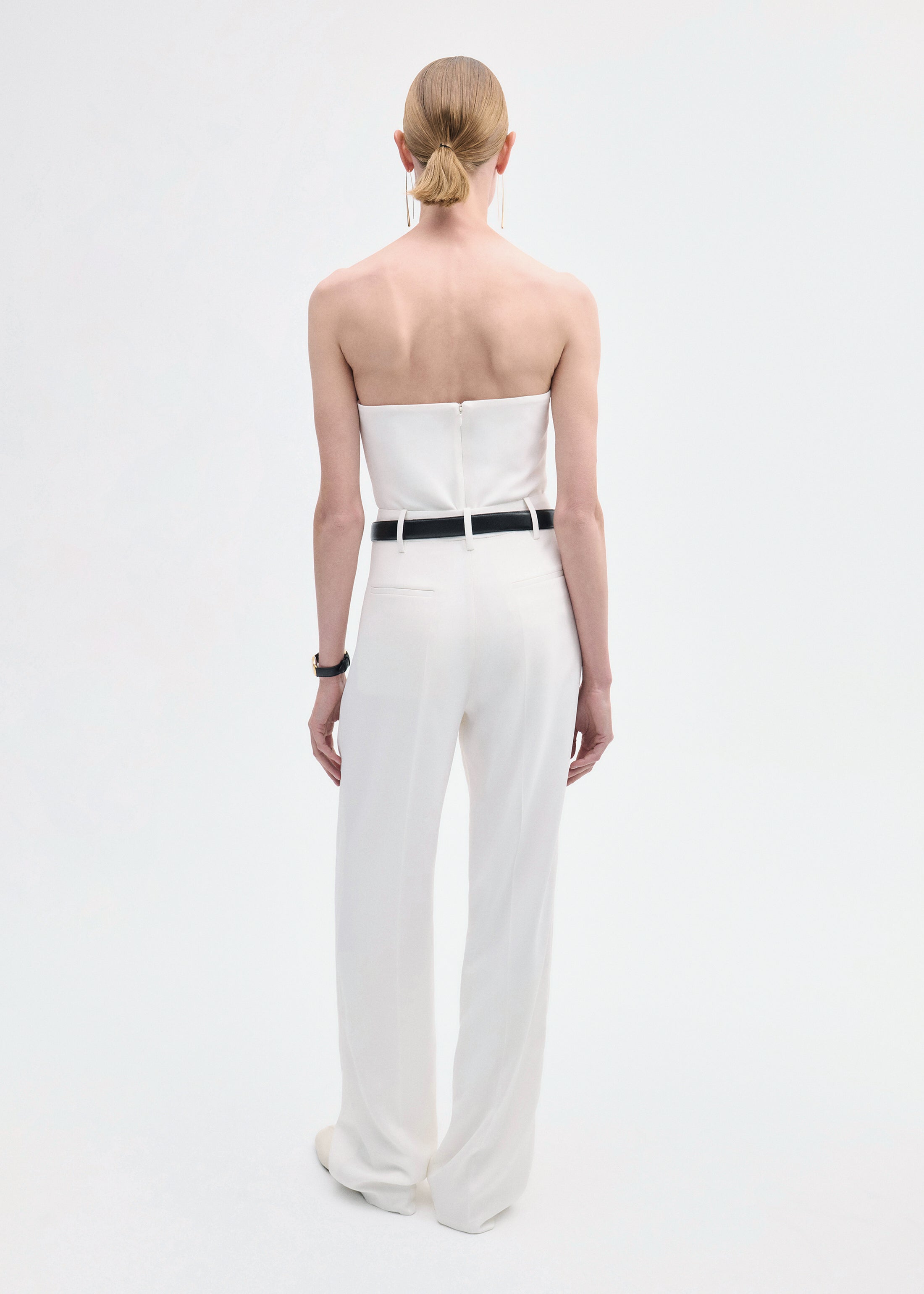 Strapless Bustier Top in Crepe - Ivory