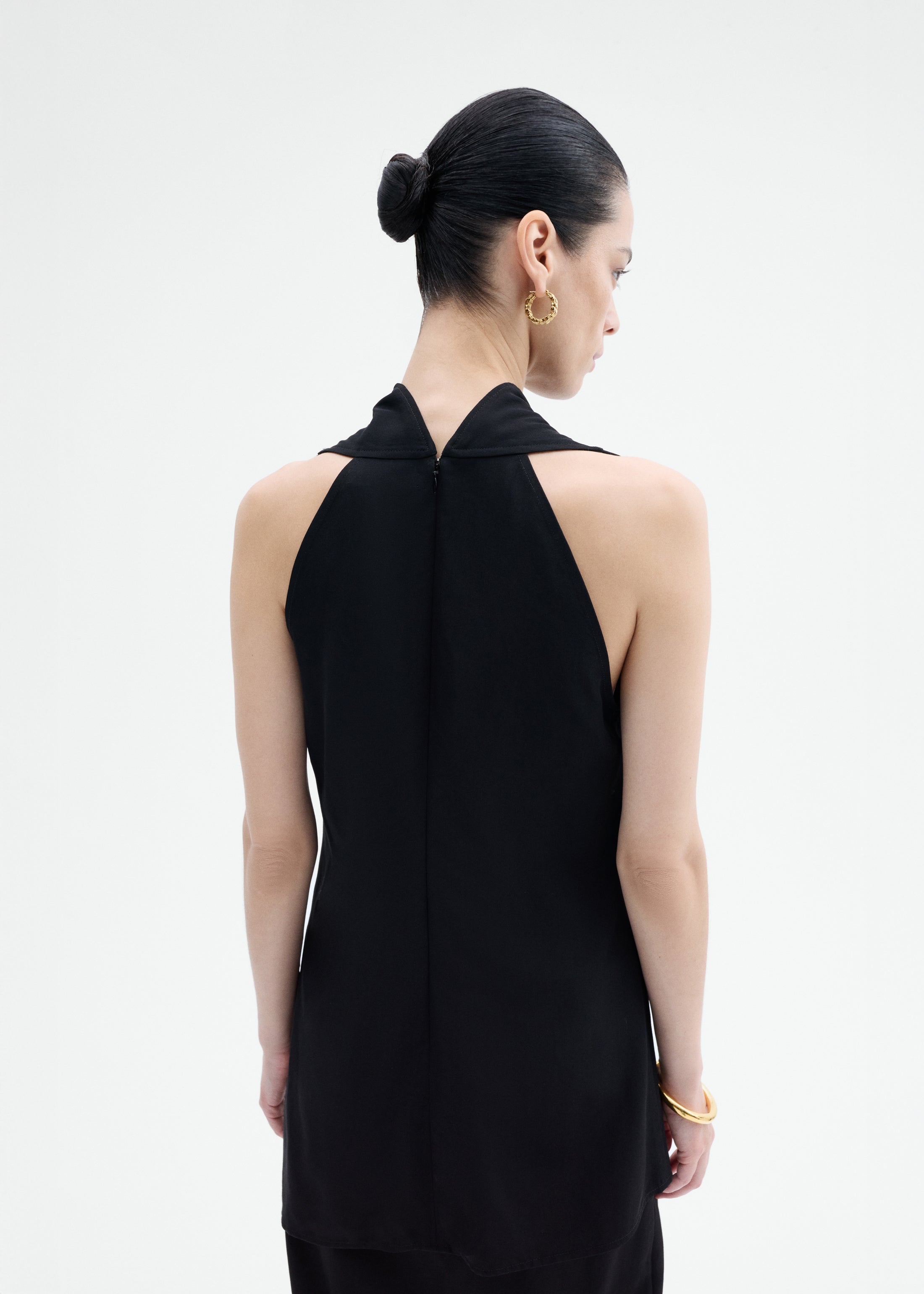Sleeveless Cowl Neck Top - Black