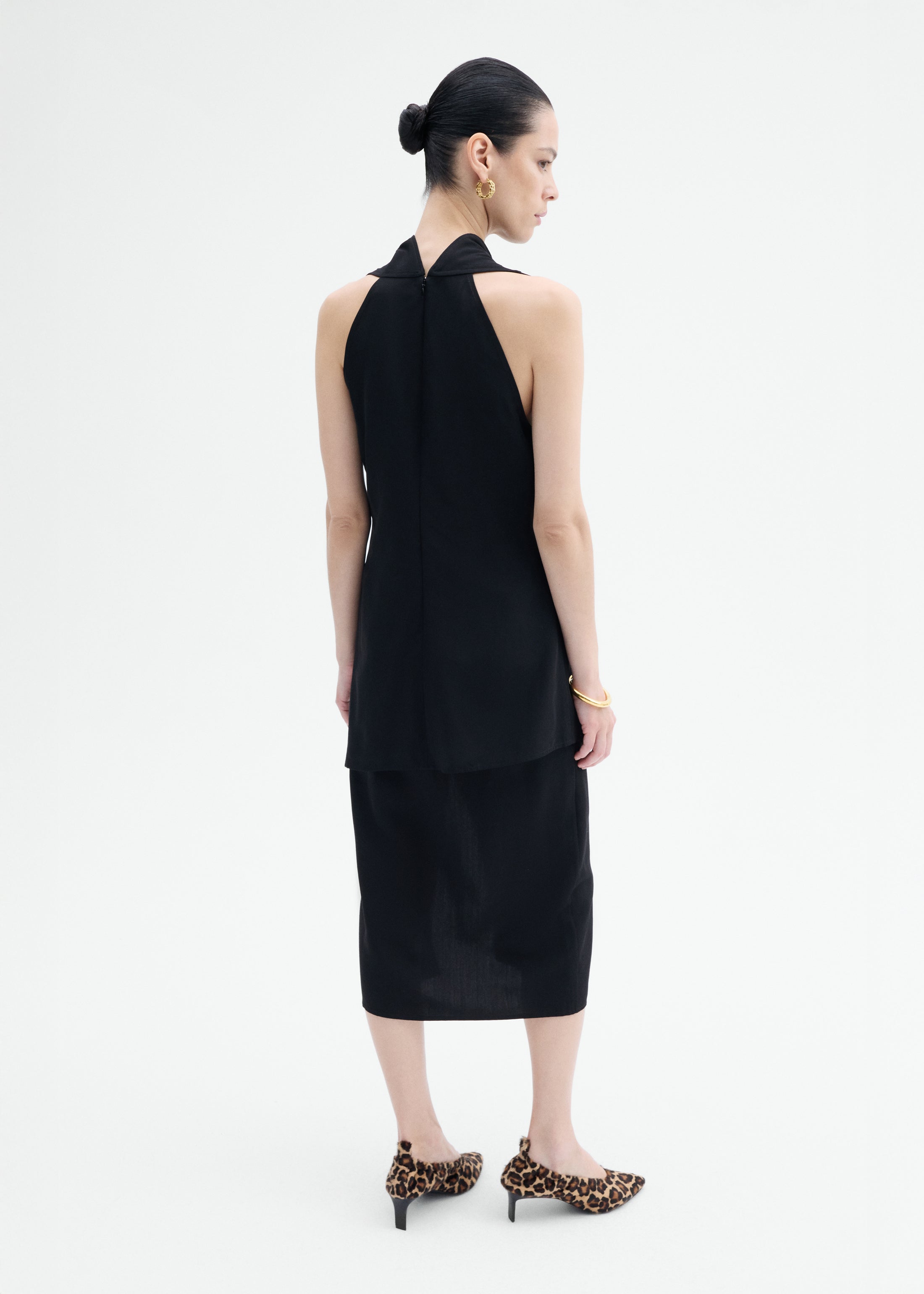 Sleeveless Cowl Neck Top - Black
