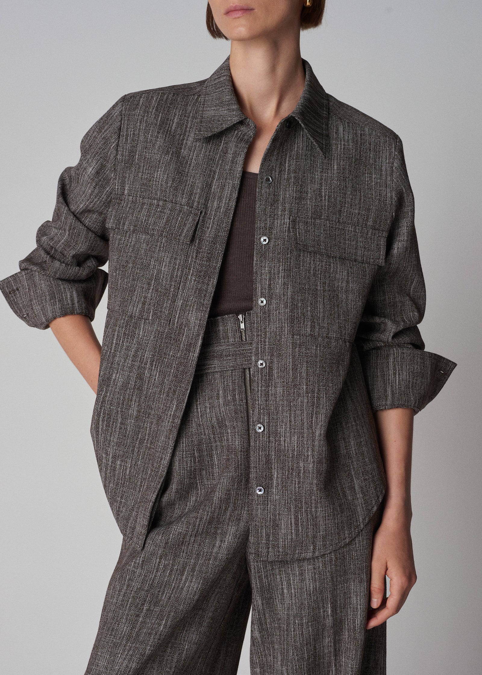 Patch Pocket Shirt in Virgin Wool - Coffee - CO Collections