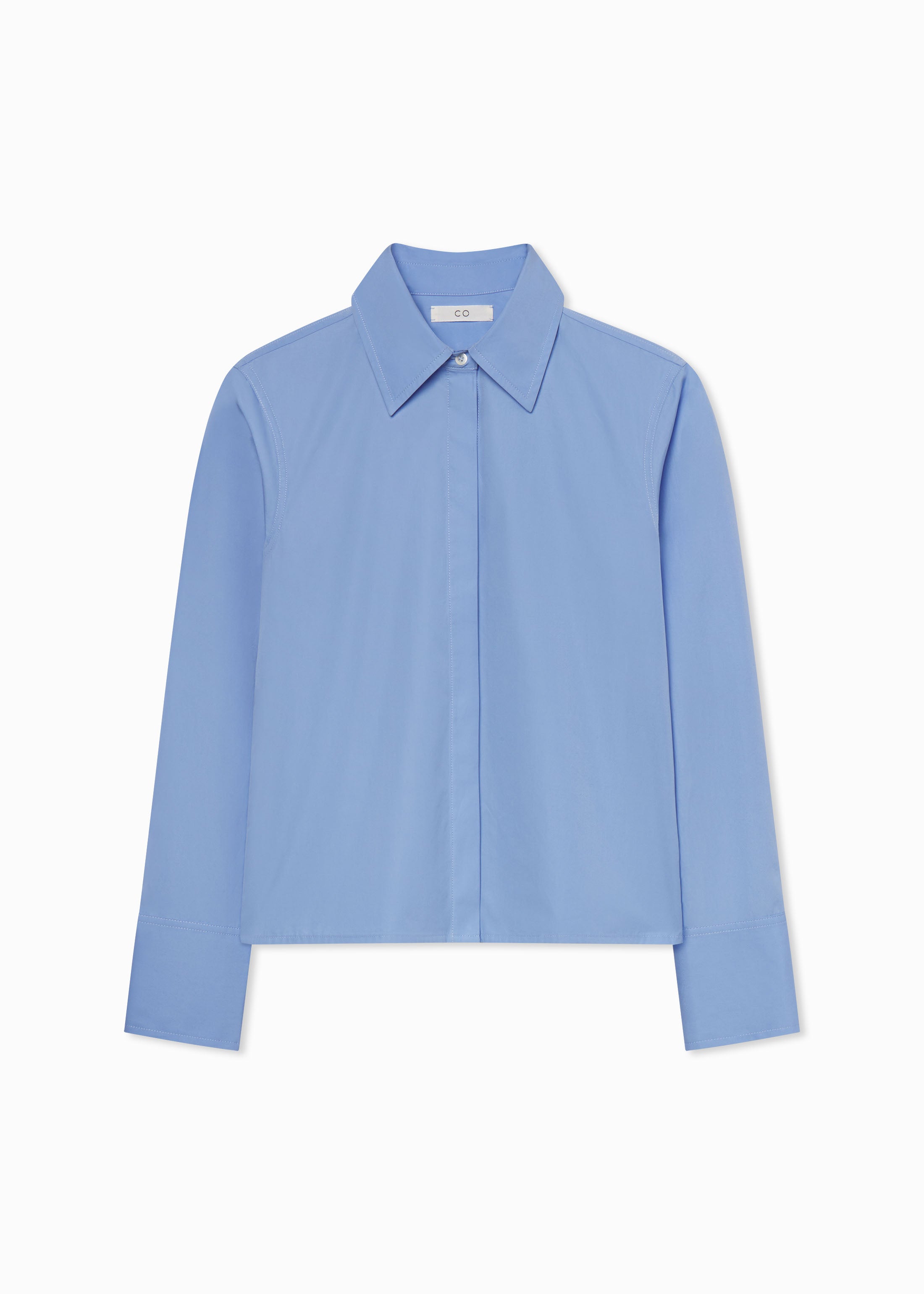 Fitted Shirt in Cotton Poplin - Blue