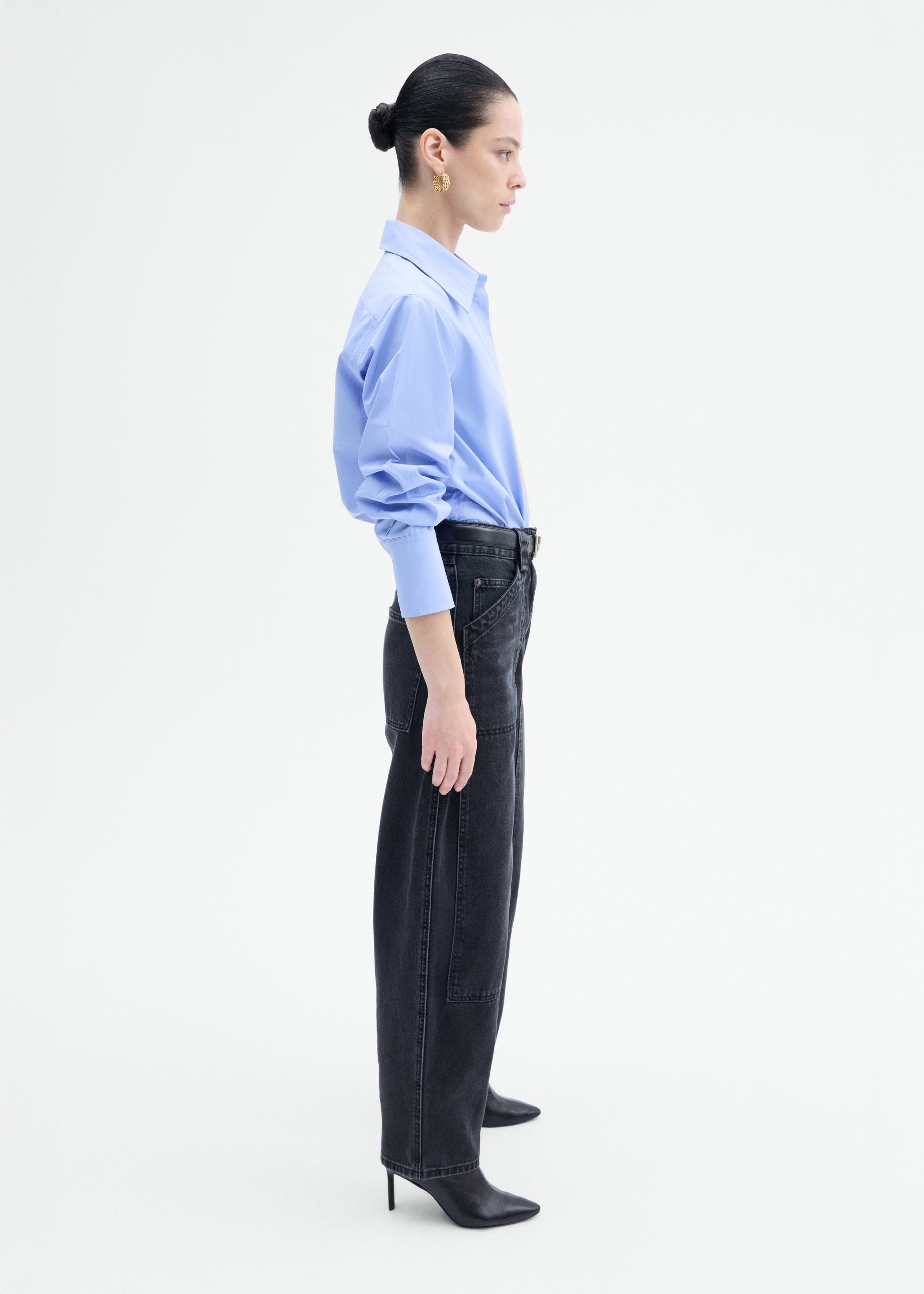 Fitted Shirt in Cotton Poplin - Blue