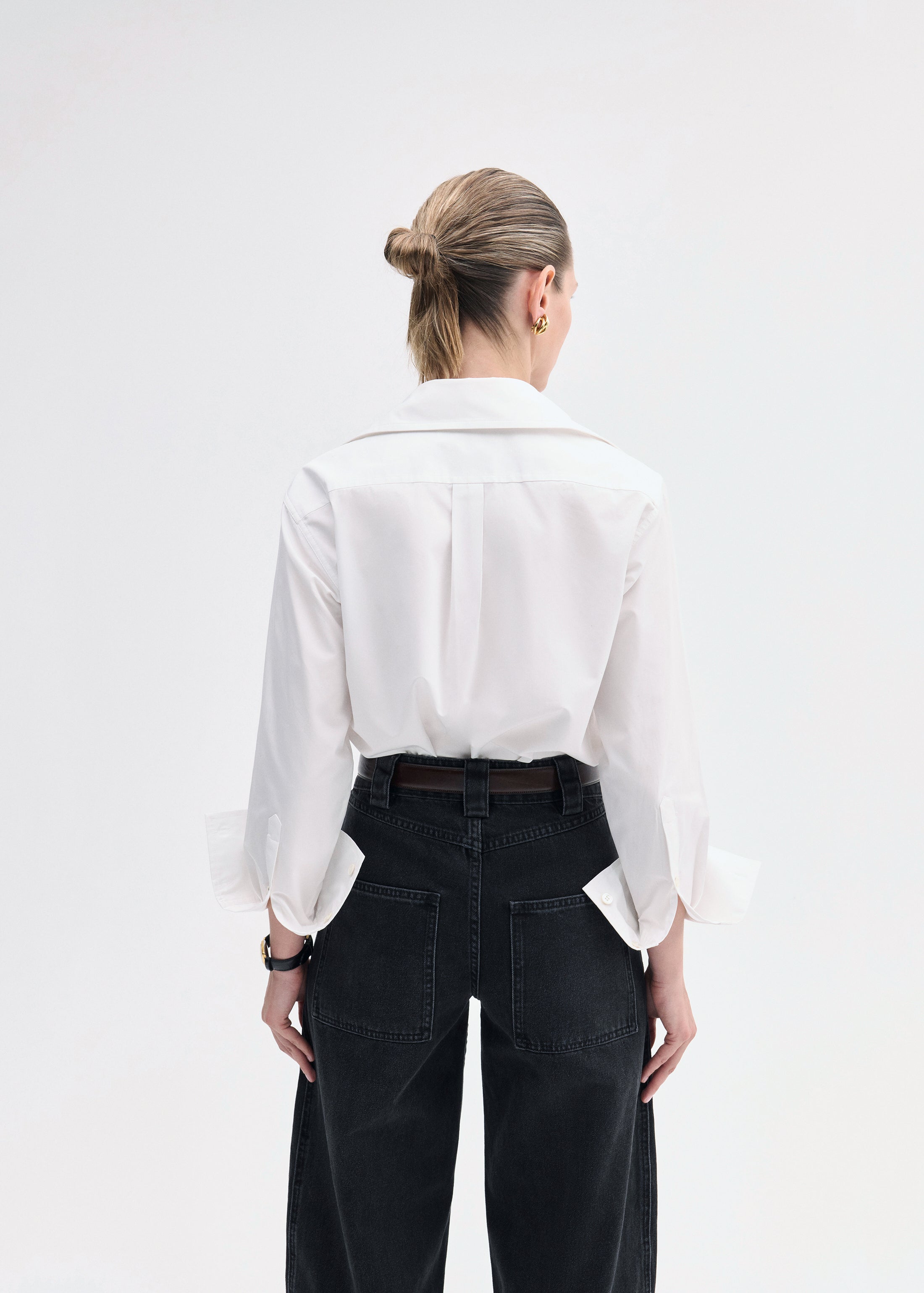 Fitted Shirt in Cotton Poplin - White