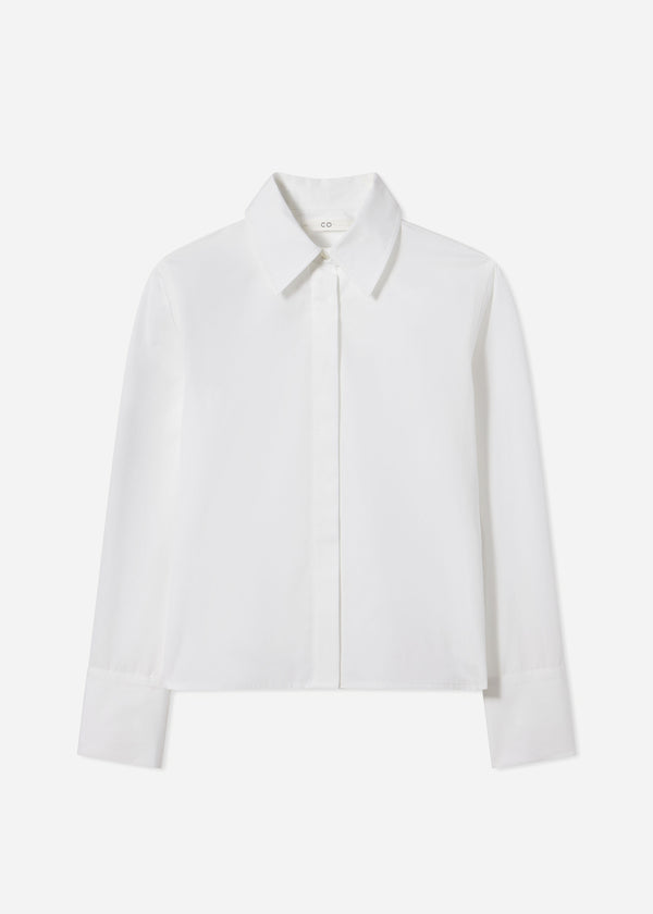 Fitted Shirt in Cotton Poplin - White - CO