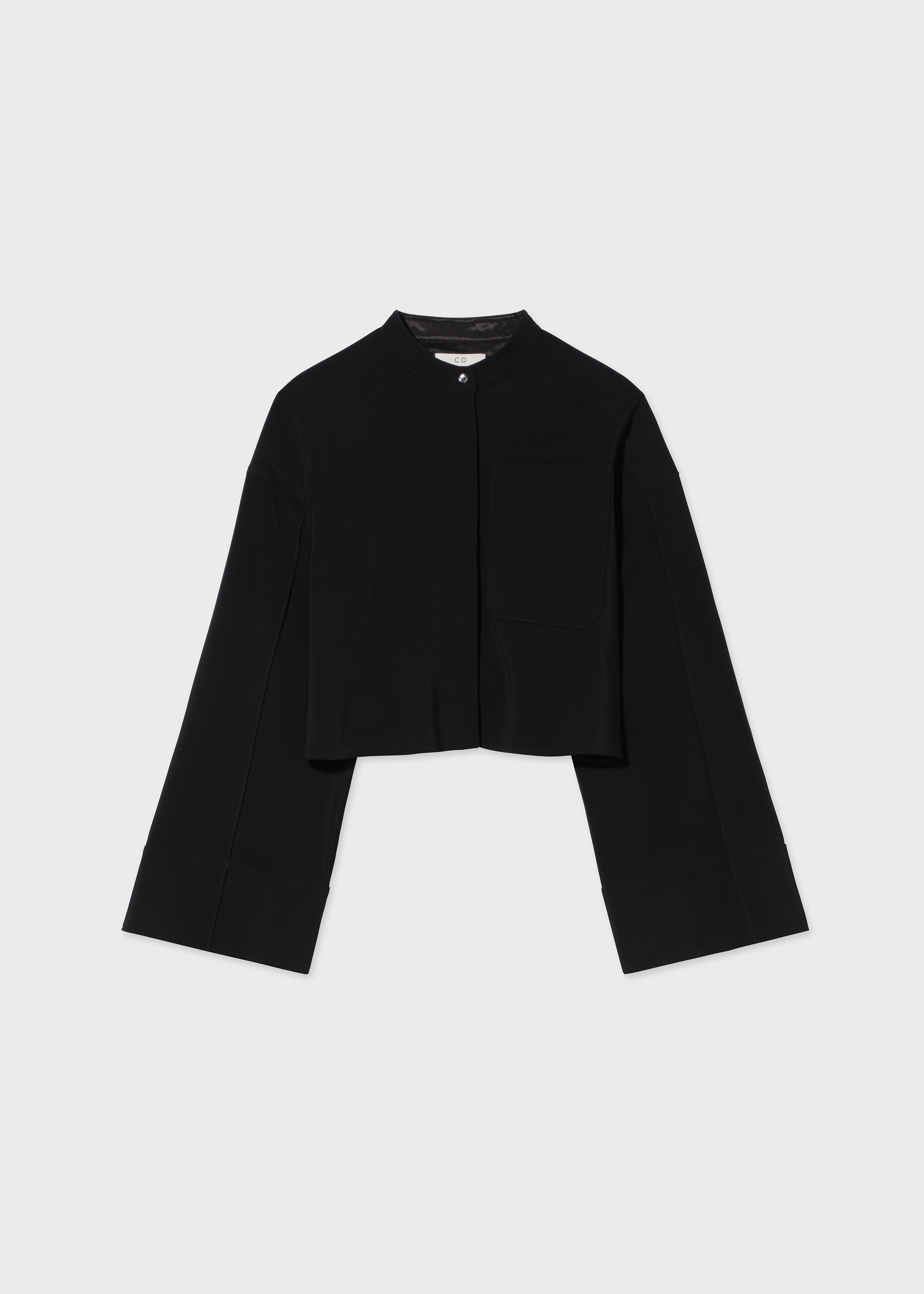 Bell Sleeve Blouse in Crepe - Black