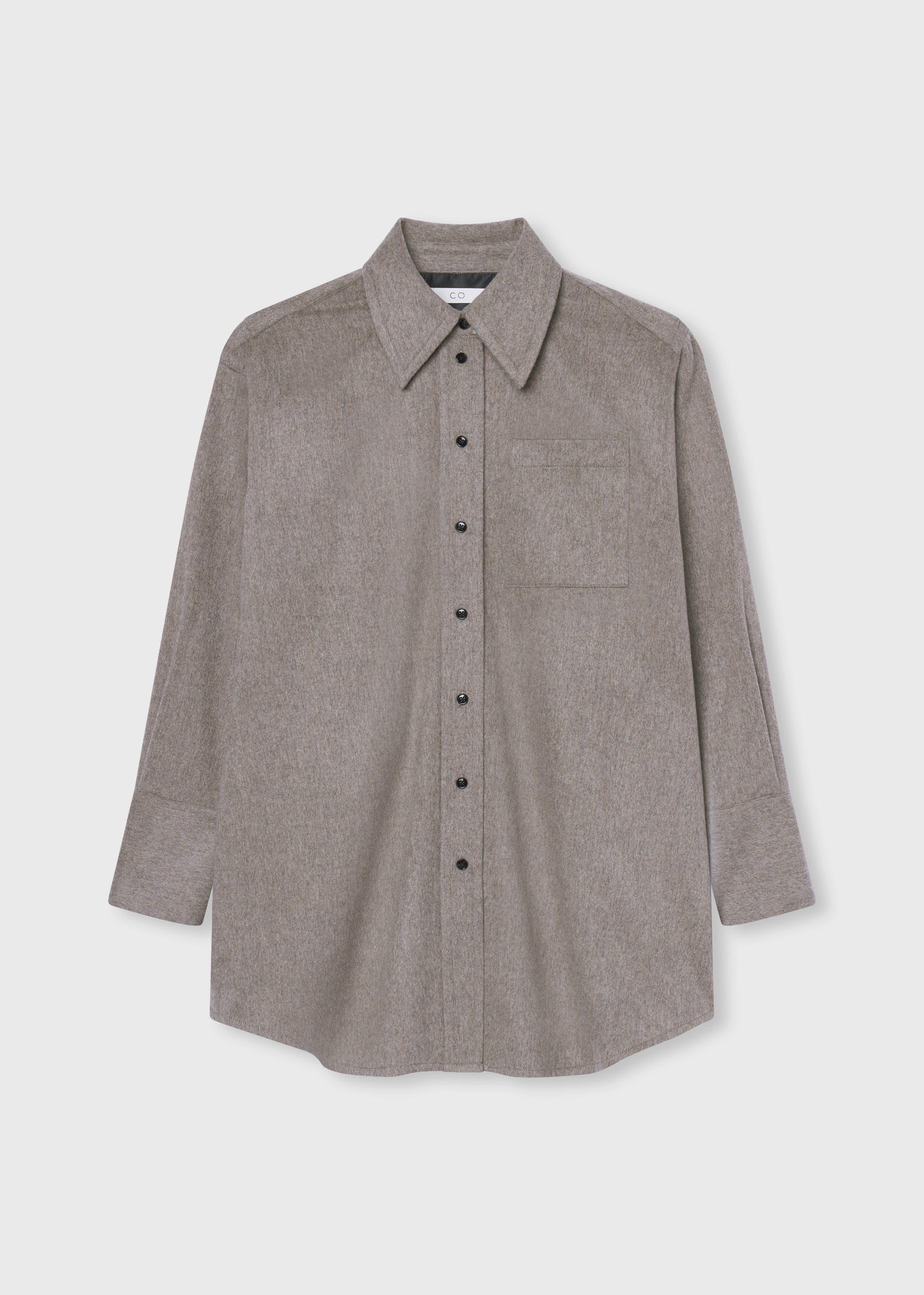 Tailored Flannel Shirt in Wool Cashmere - Oatmeal