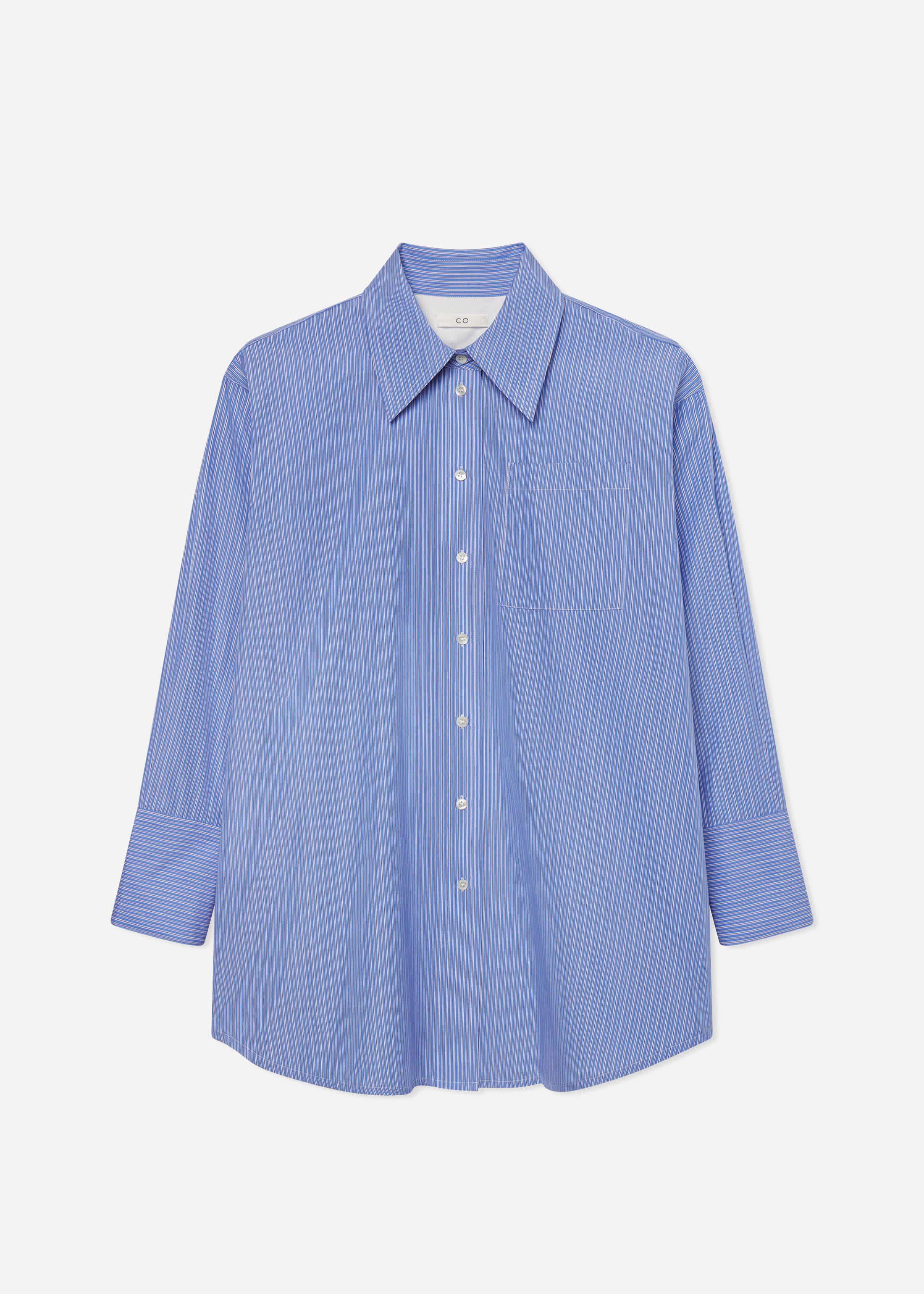 Tunic Button Down Shirt in Cotton - Blue Multi