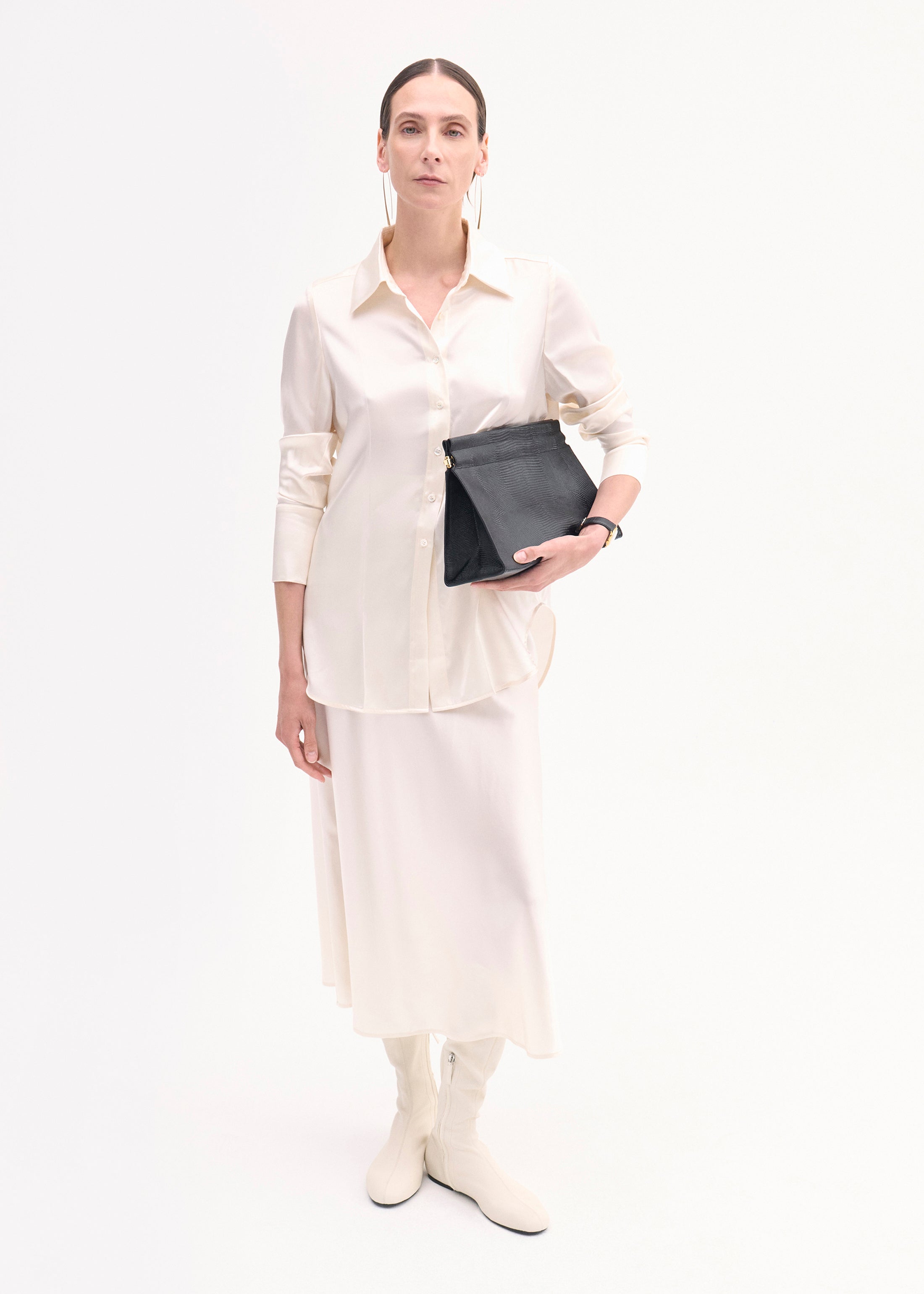 Bias Cut Slip Skirt in Silk - Ivory