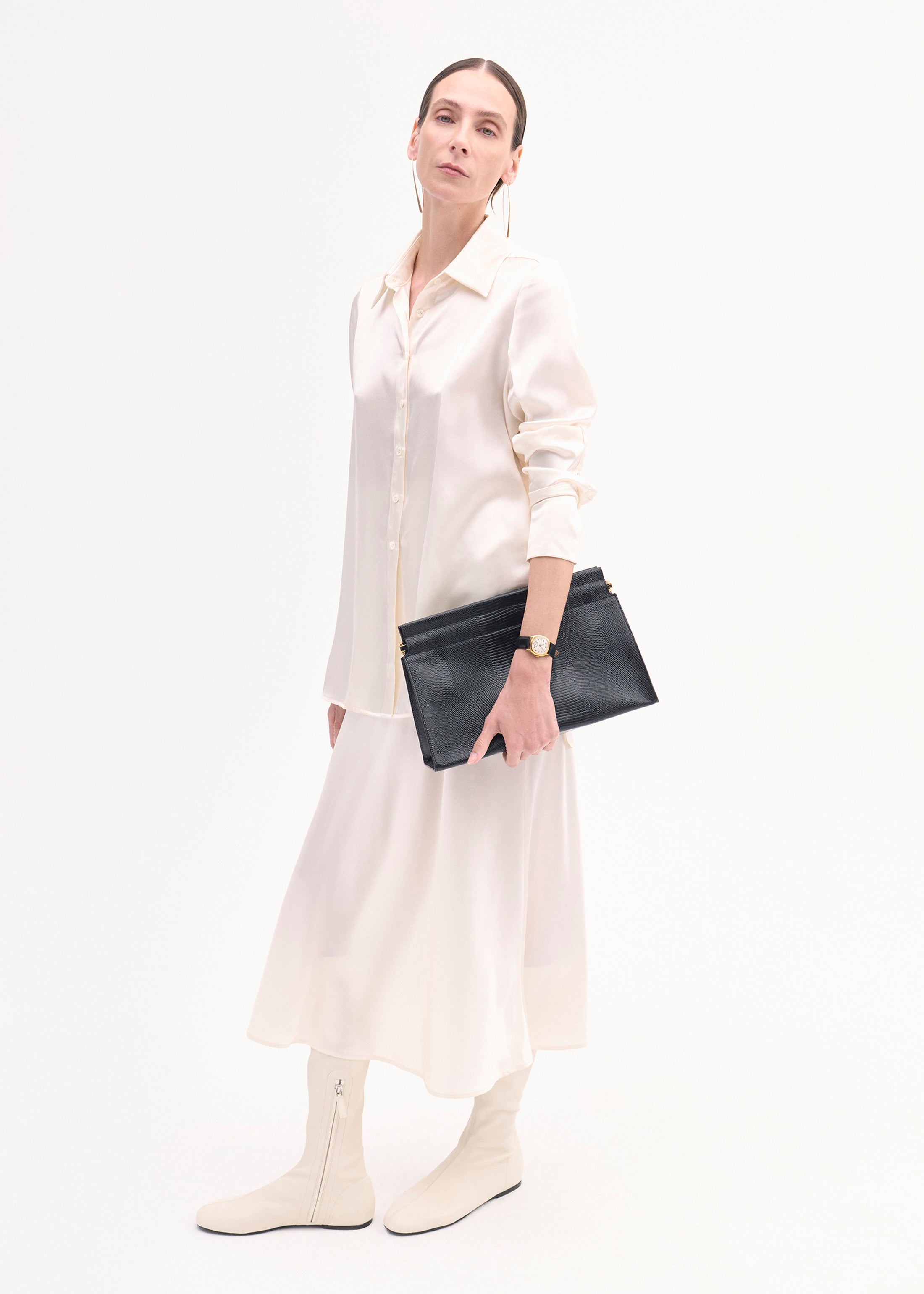 Bias Cut Slip Skirt in Silk - Ivory