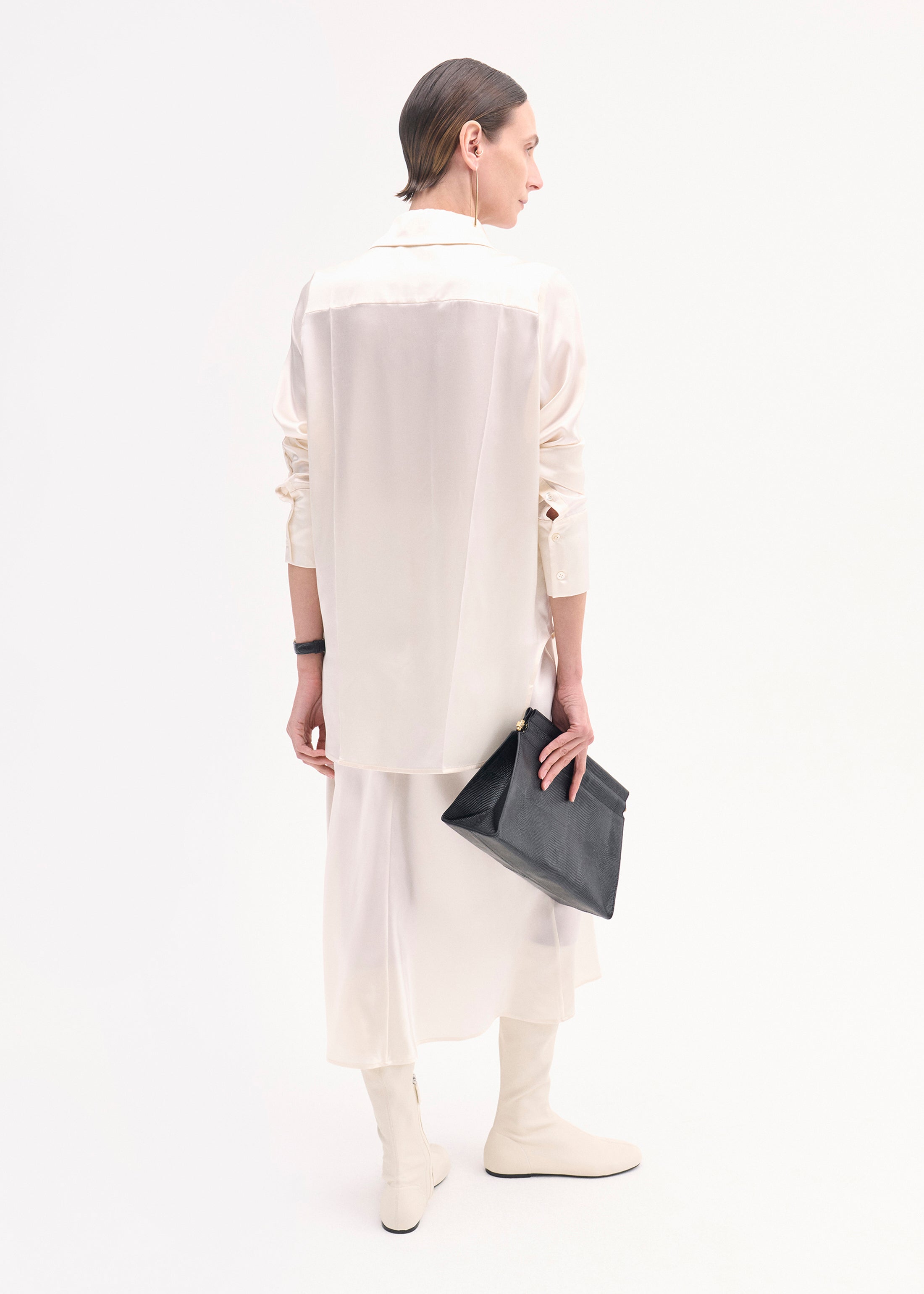 Bias Cut Slip Skirt in Silk - Ivory