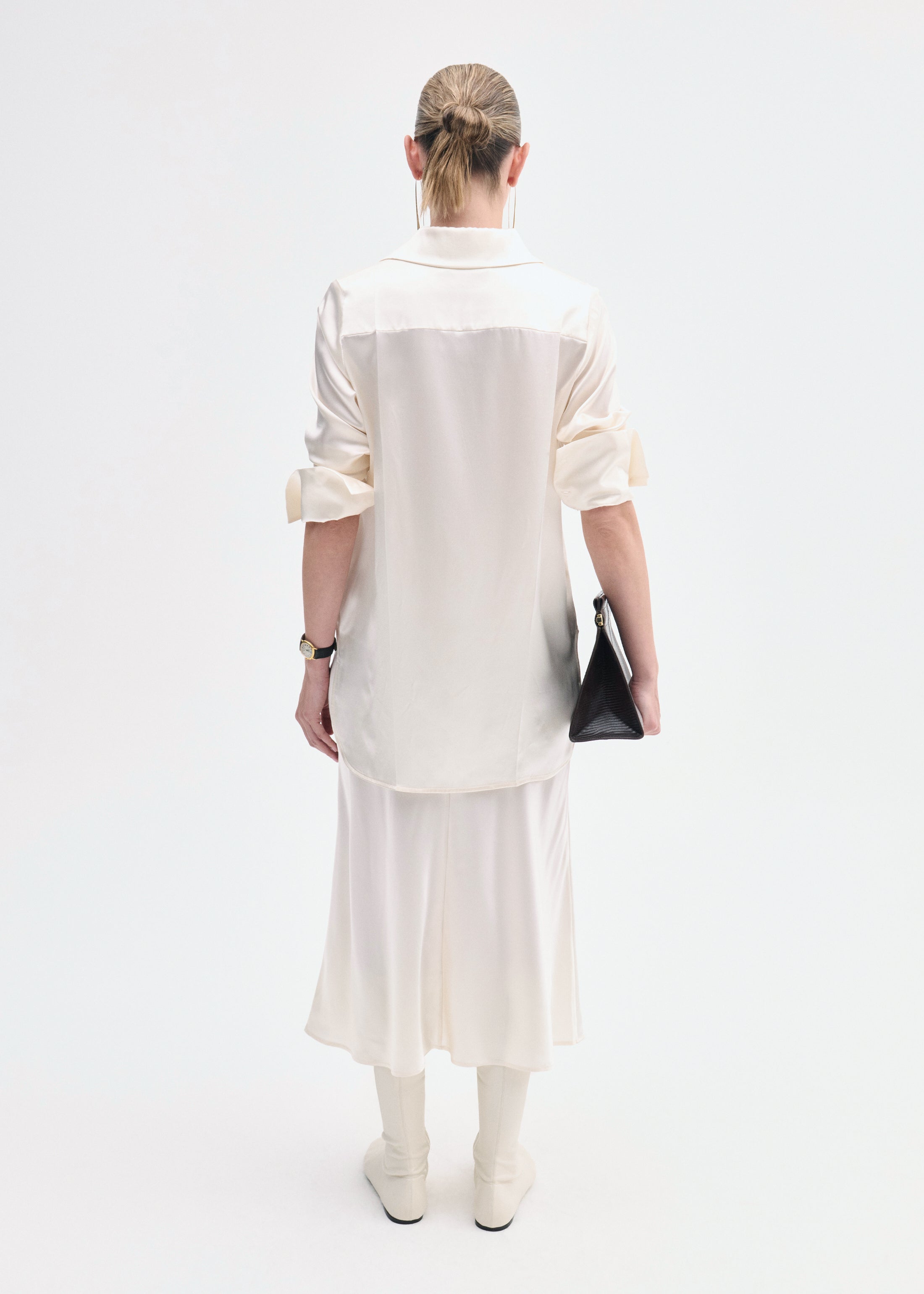 Button Down Shirt in Silk - Ivory