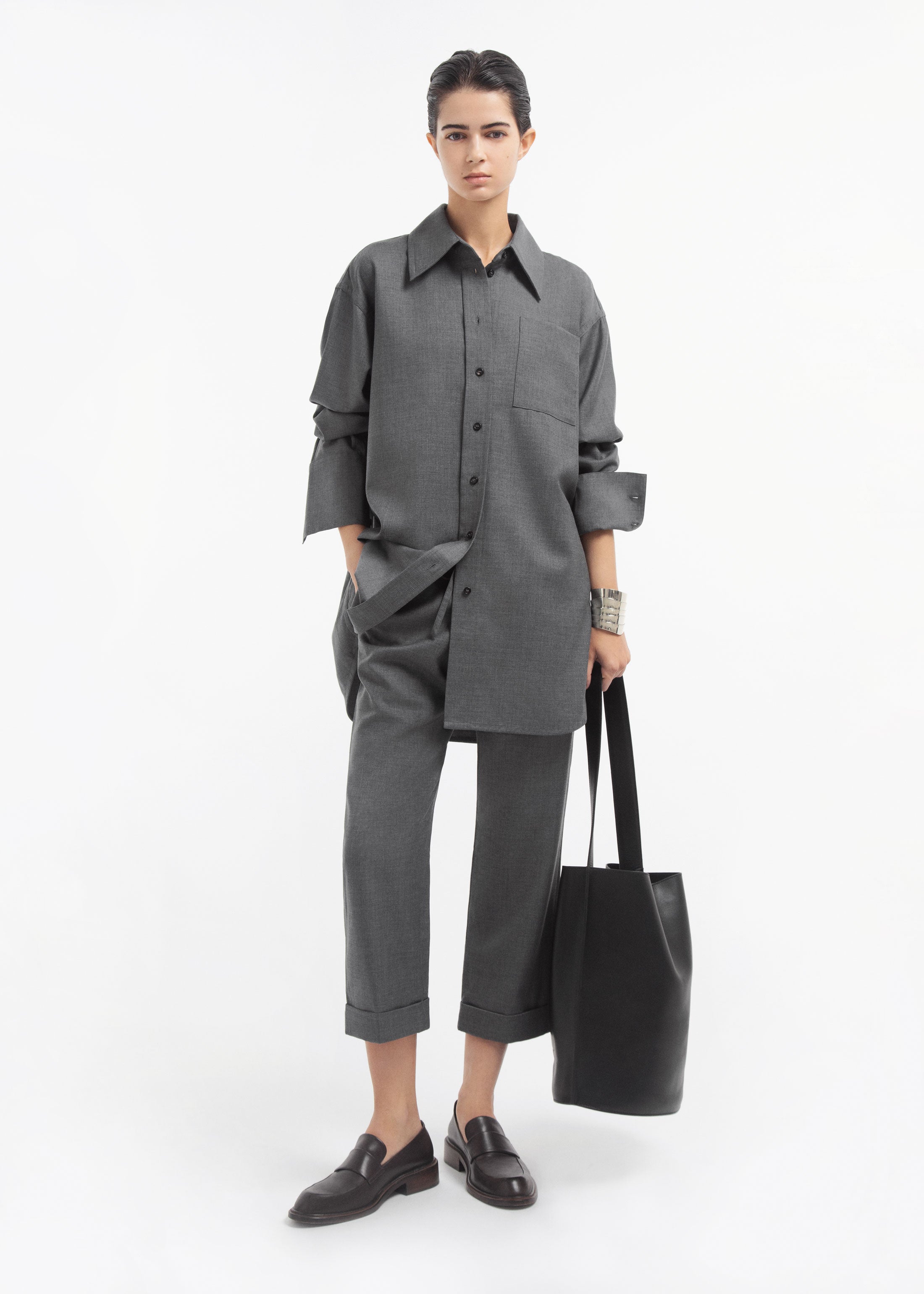 Overshirt in Melange Wool - Grey Melange