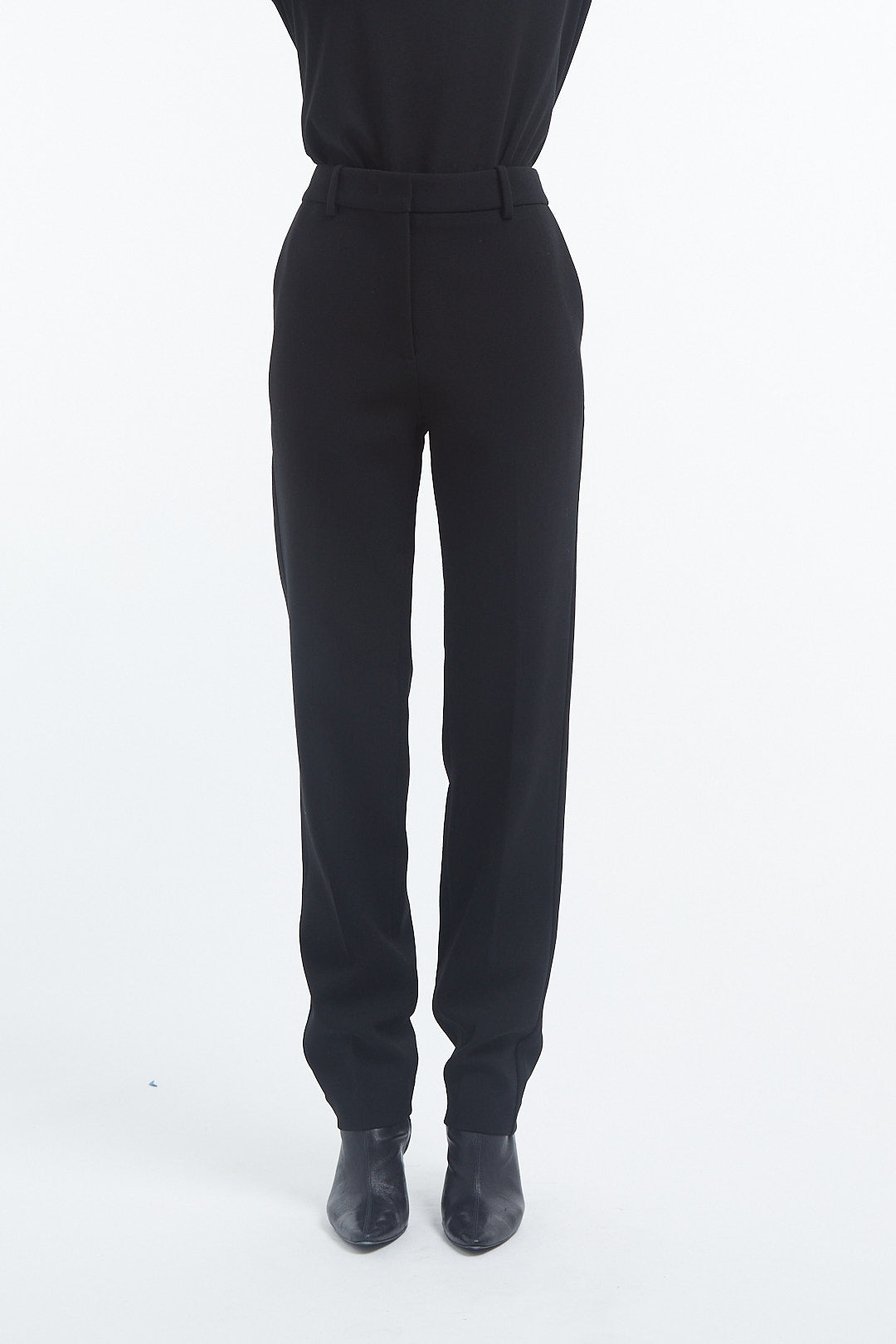 Tailored Pipe Legged Trouser in Cotton - Black