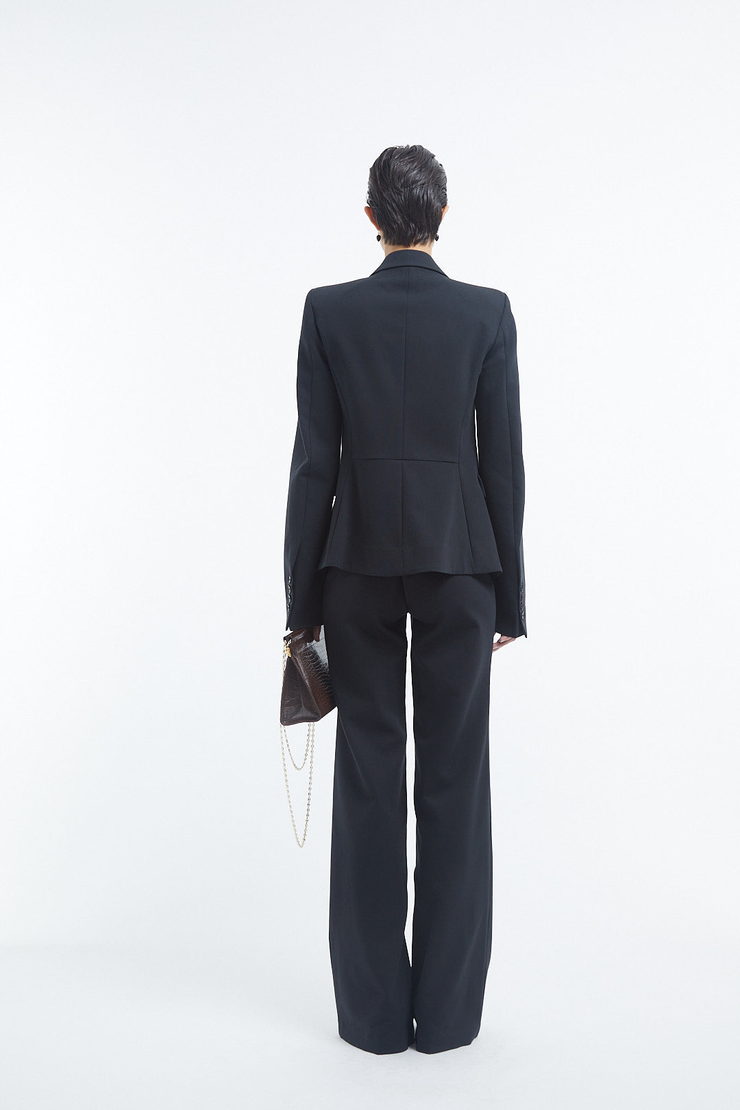 Single Button Down Blazer in Cotton - Black