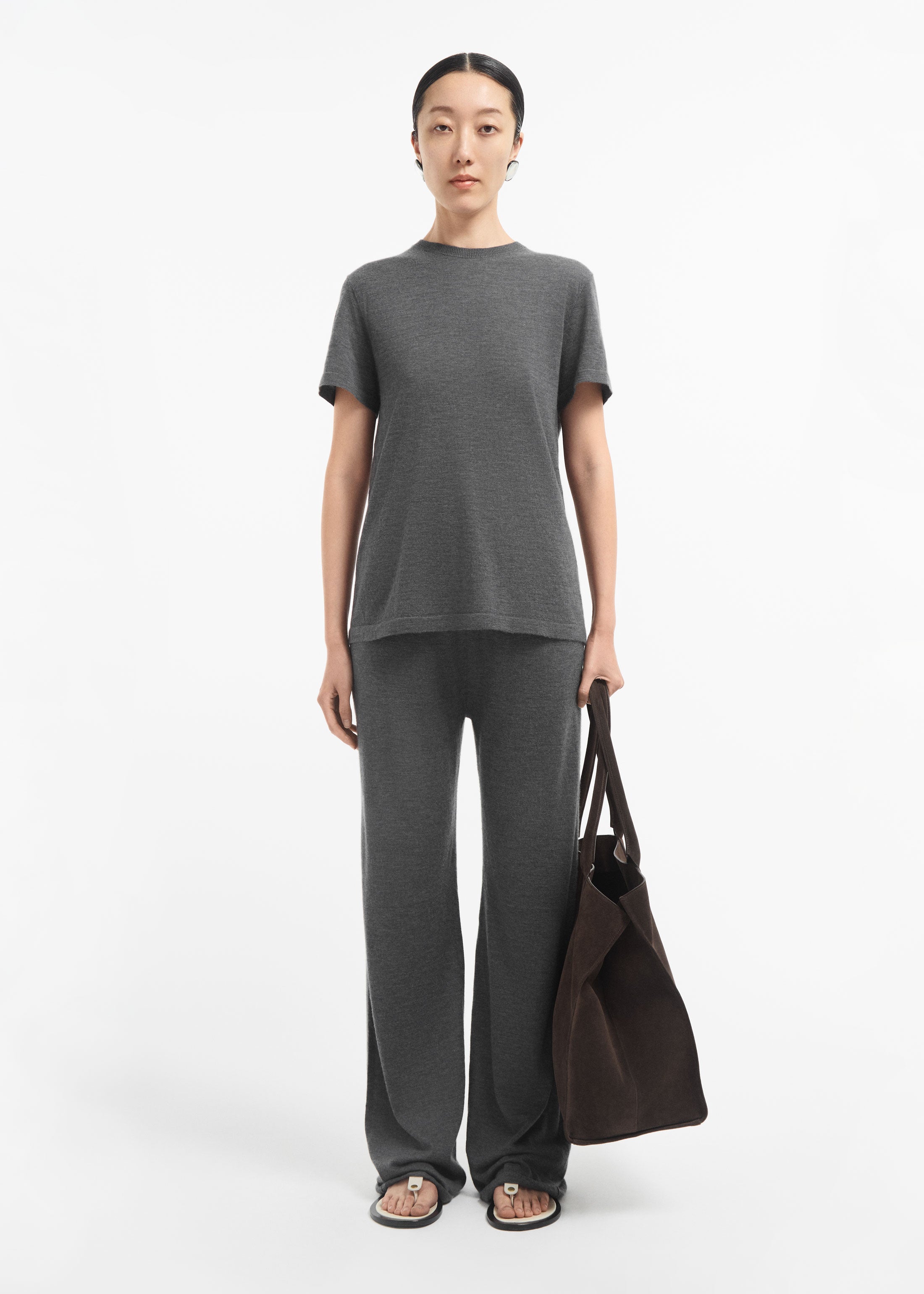 Pull Up Pant in Fine Cashmere - Grey