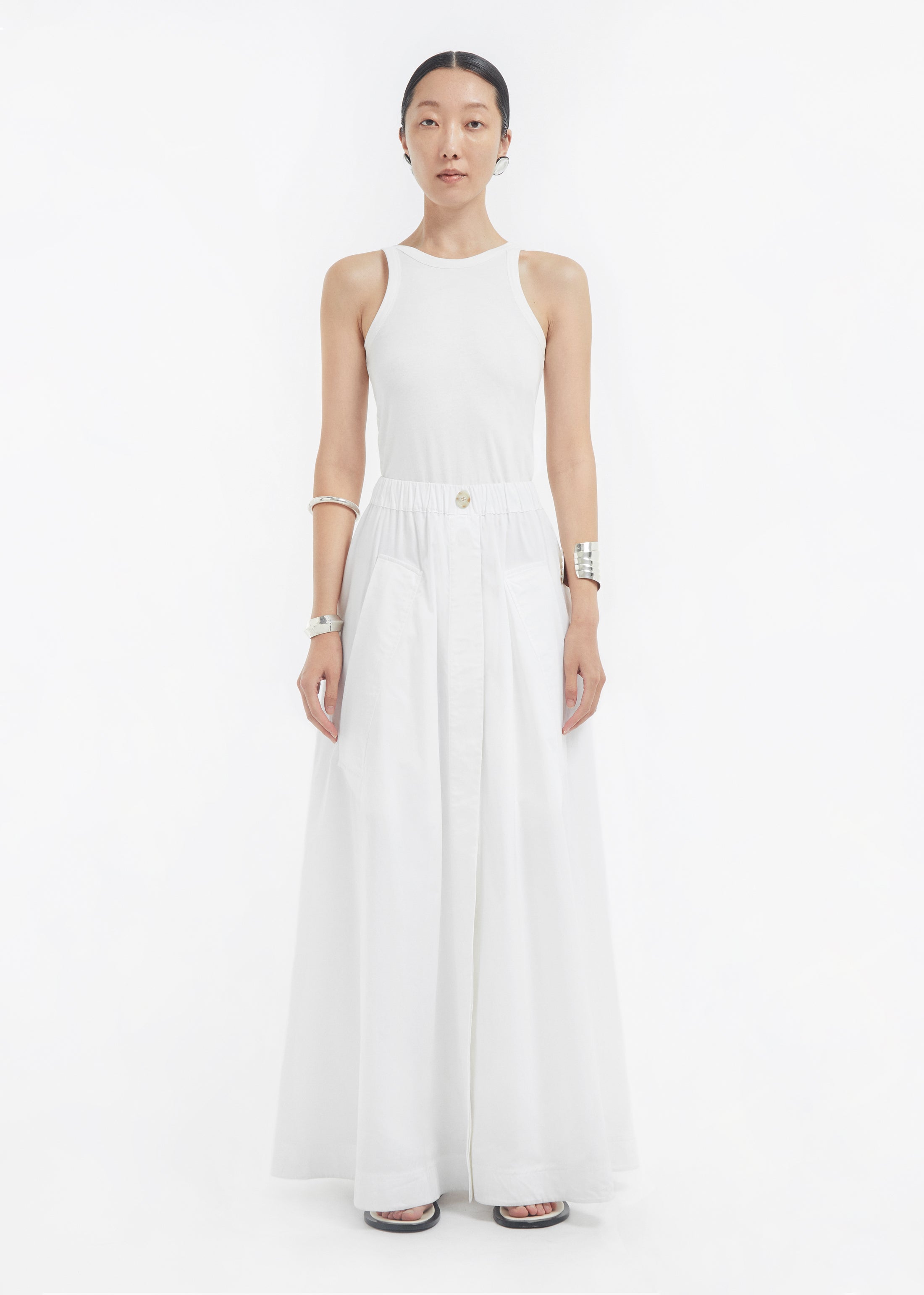 Parachute Skirt in Cotton Sateen - White