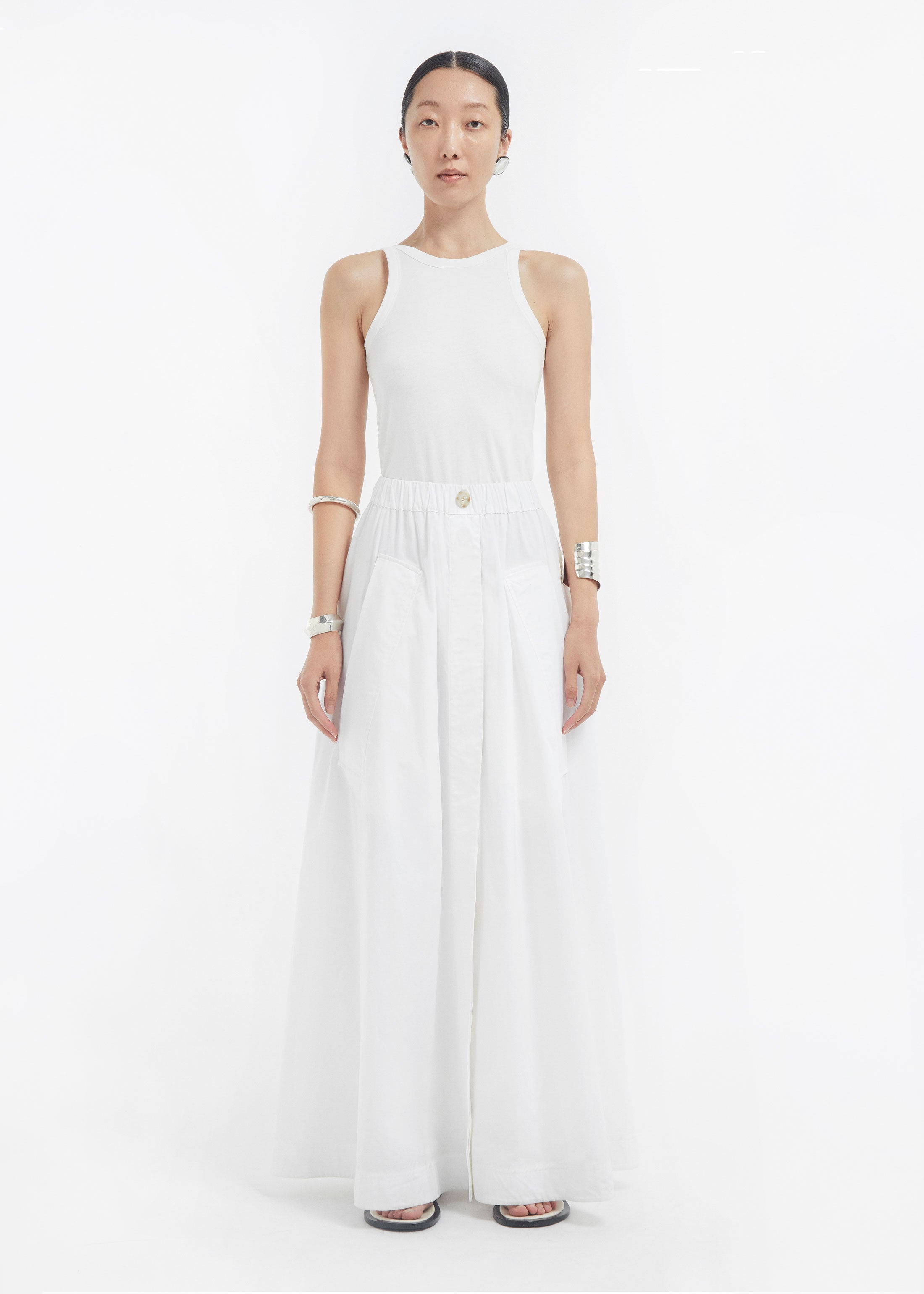 Parachute Skirt in Cotton Sateen - White