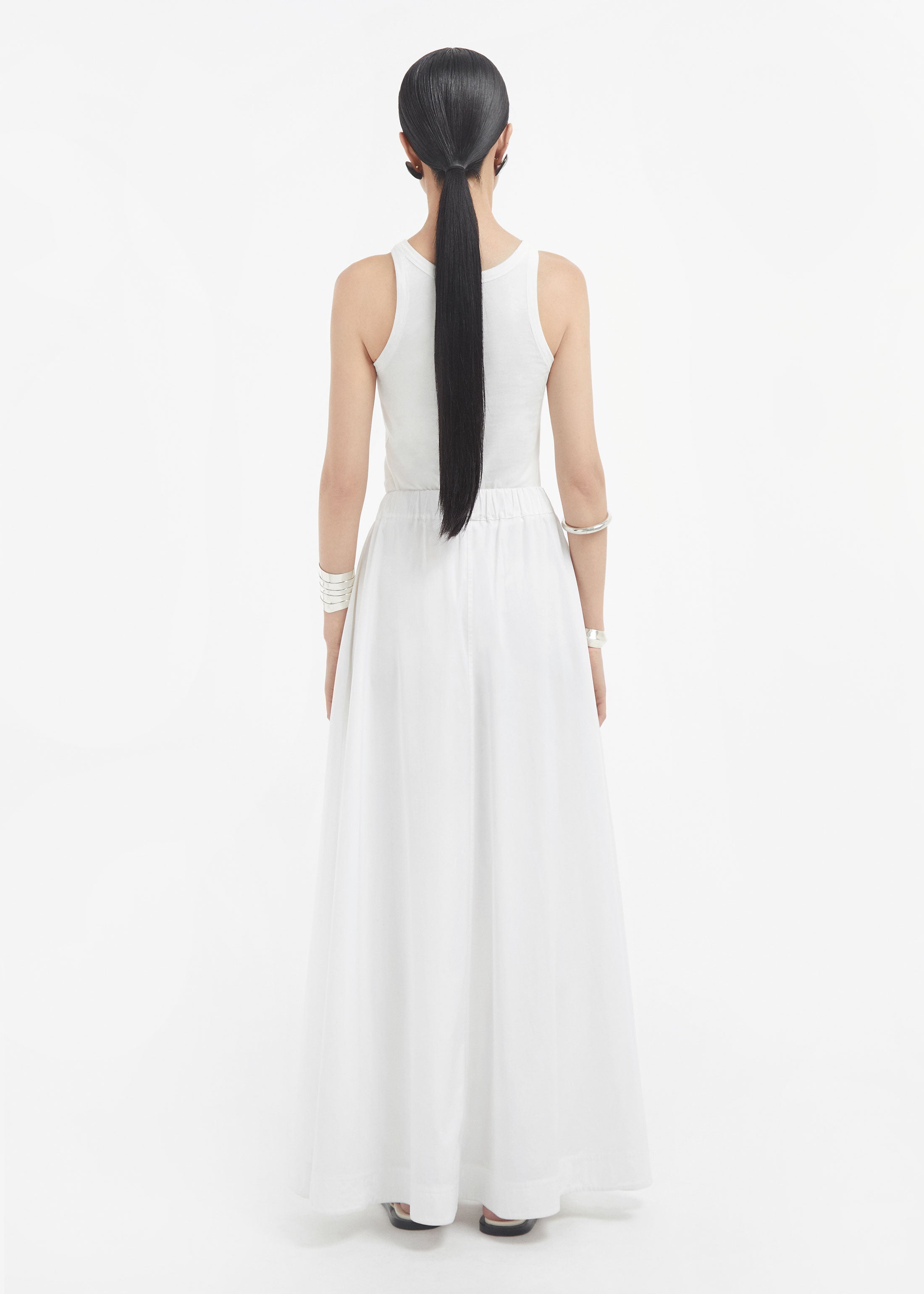 Parachute Skirt in Cotton Sateen - White