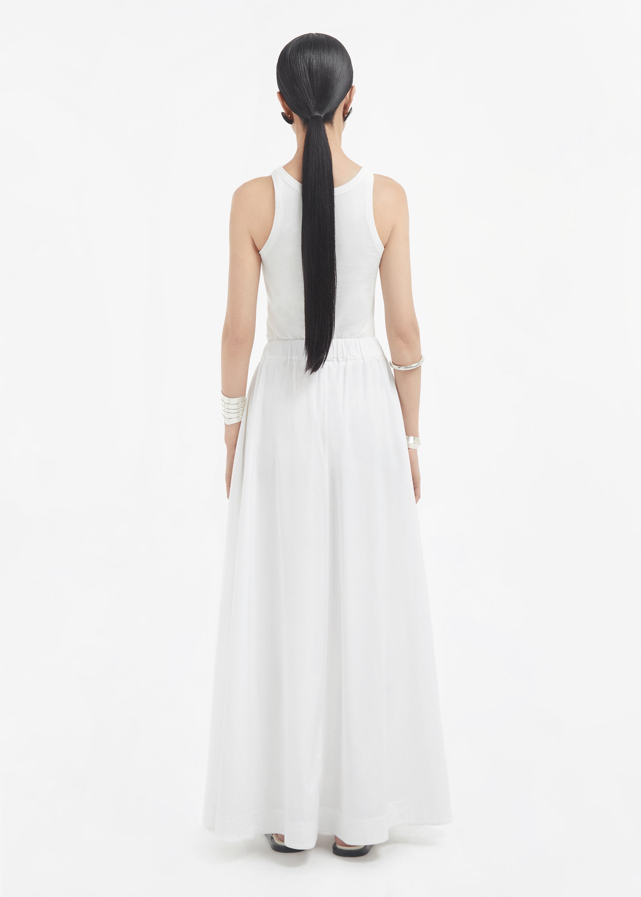 Parachute Skirt in Cotton Sateen - White