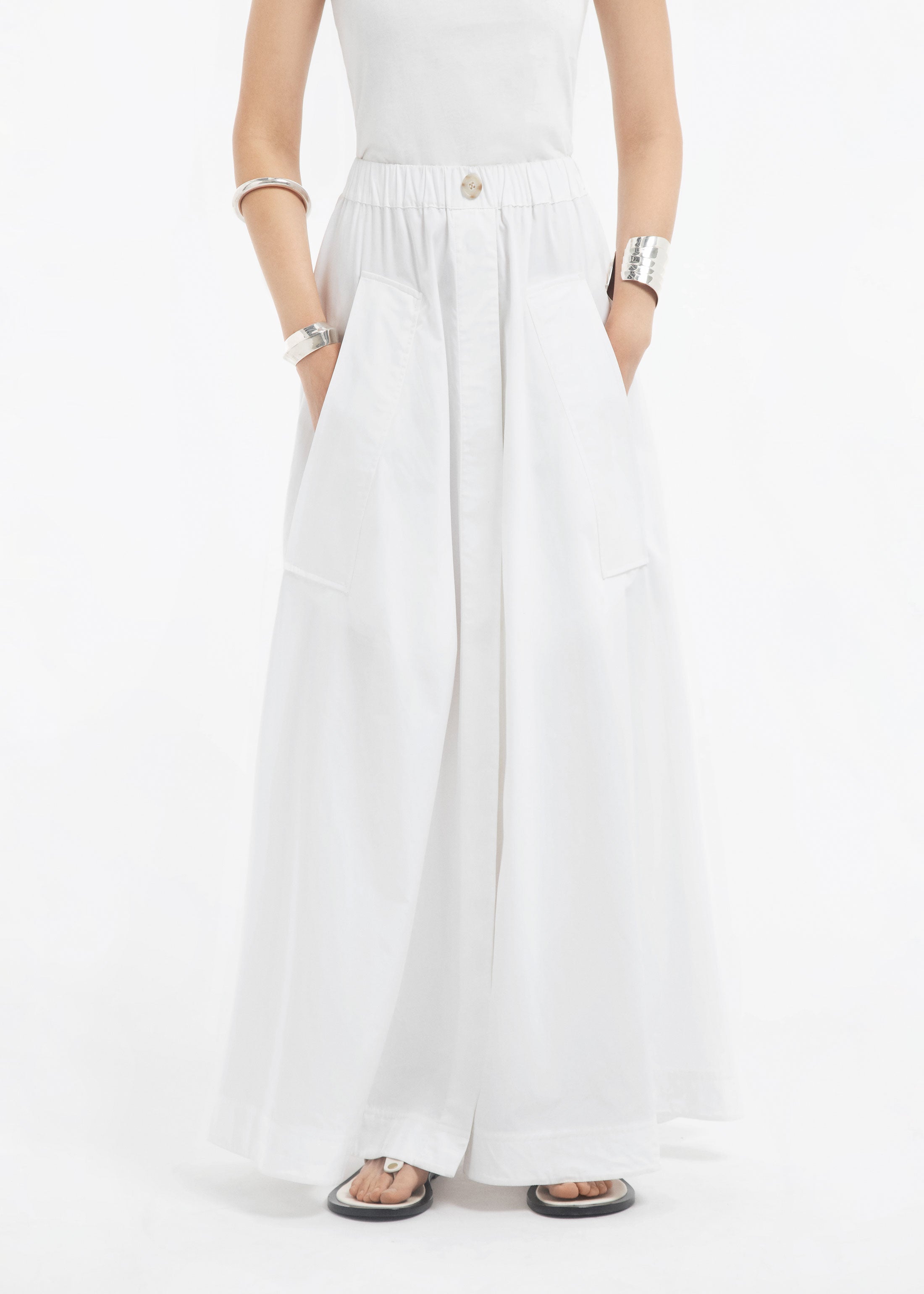 Parachute Skirt in Cotton Sateen - White