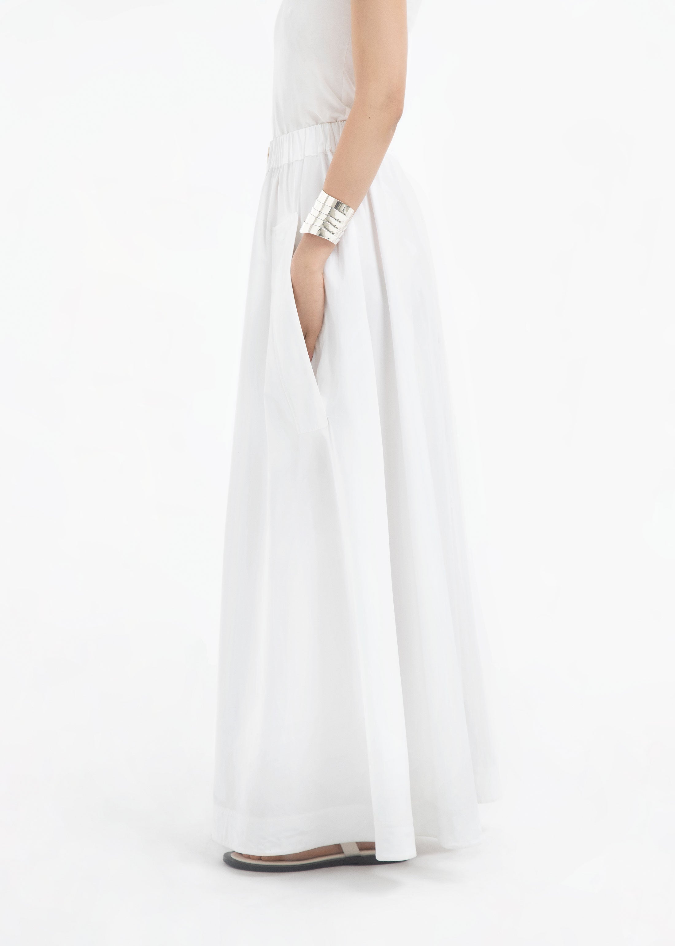 Parachute Skirt in Cotton Sateen - White