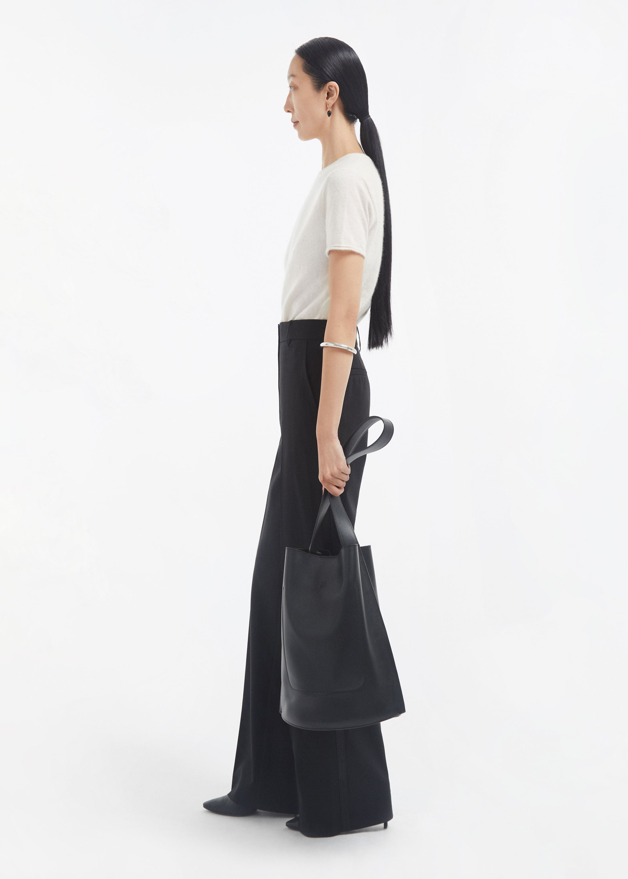Short Sleeve T-Shirt in Silk Cashmere - Ivory