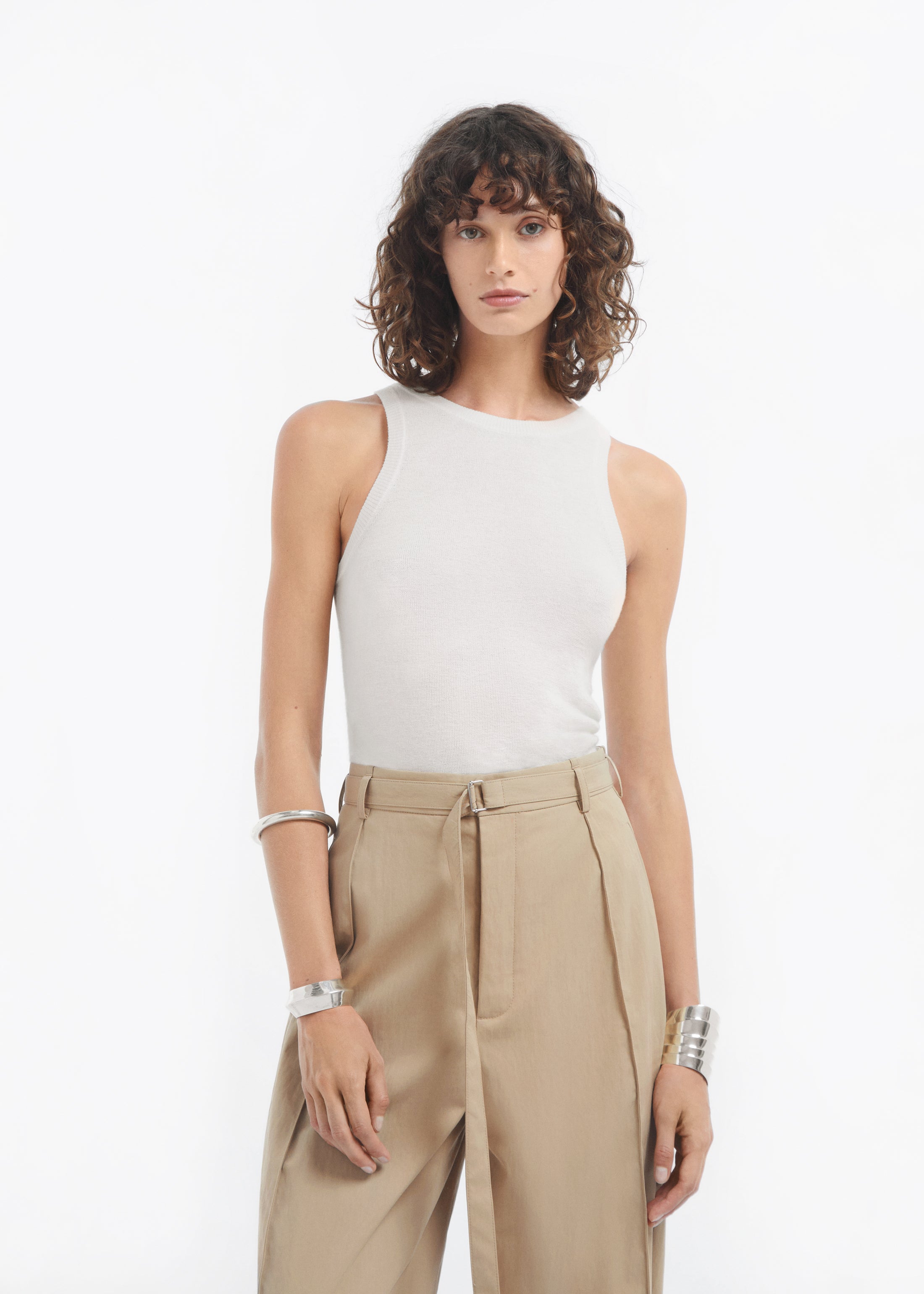 Sporty Tank in Fine Cashmere - Ivory