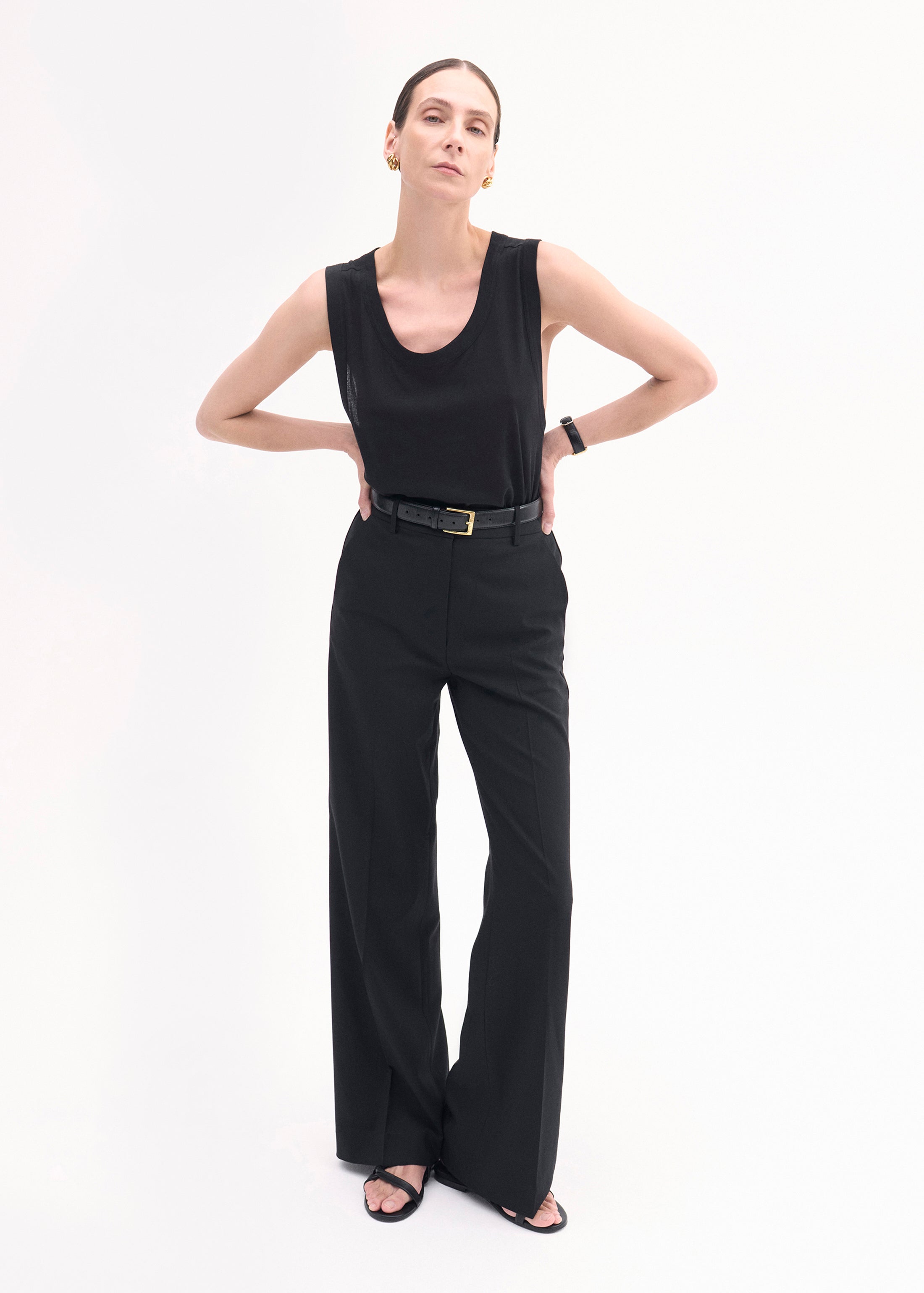 Tuxedo Pant in Wool and SIlk - Black