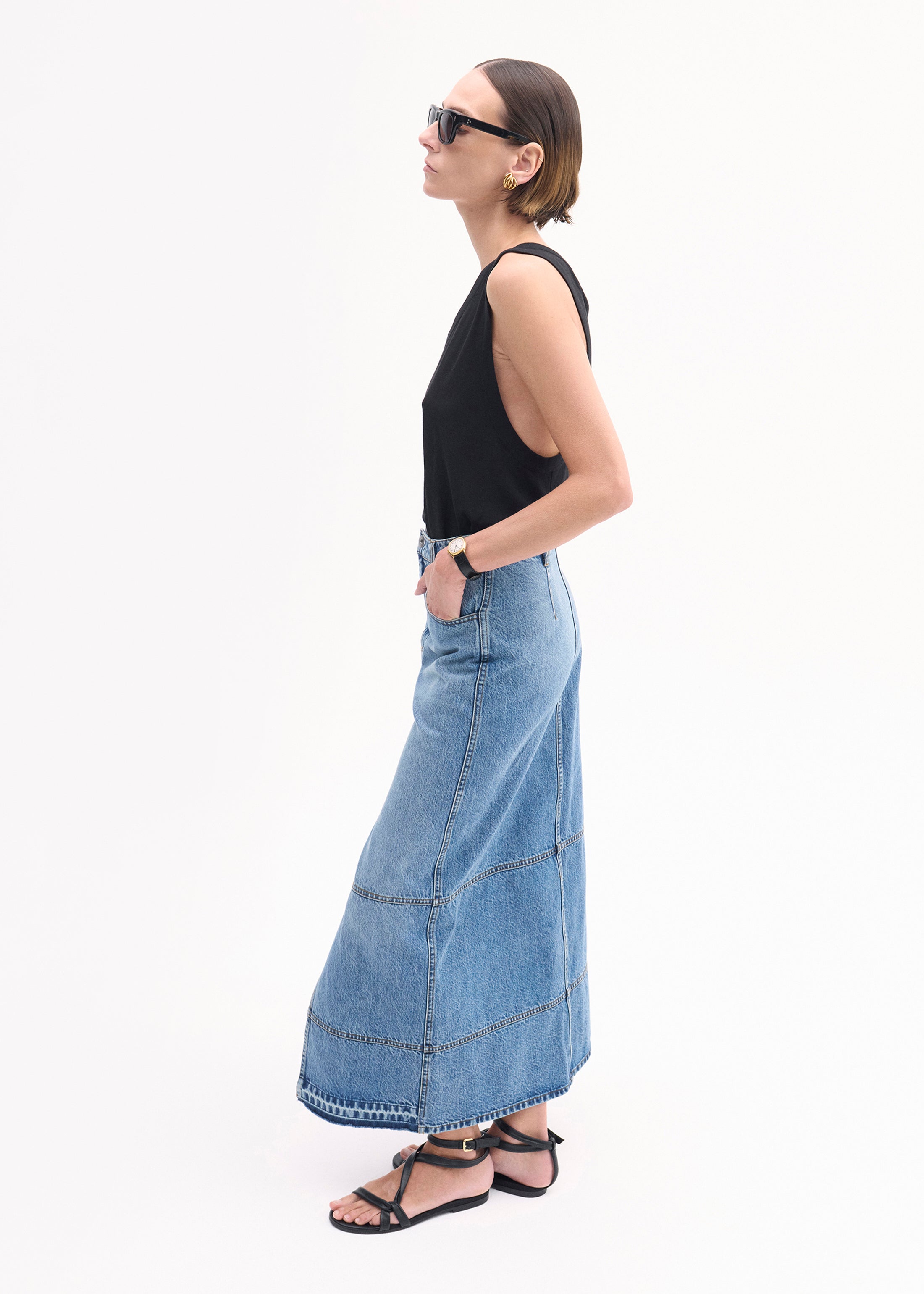 Loose Tank in Slub Jersey - Black